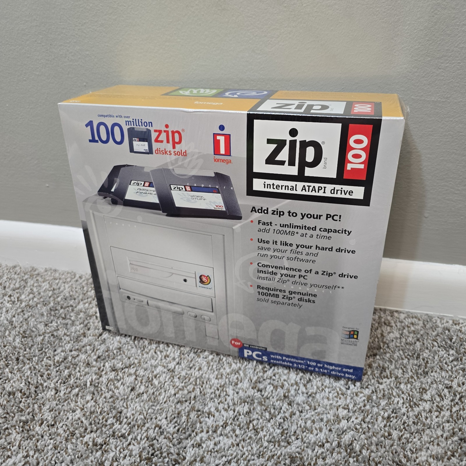 Iomega Zip 100 ATAPI IDE Internal Drive SuperFloppy Disks SCSI Cable Set Sealed