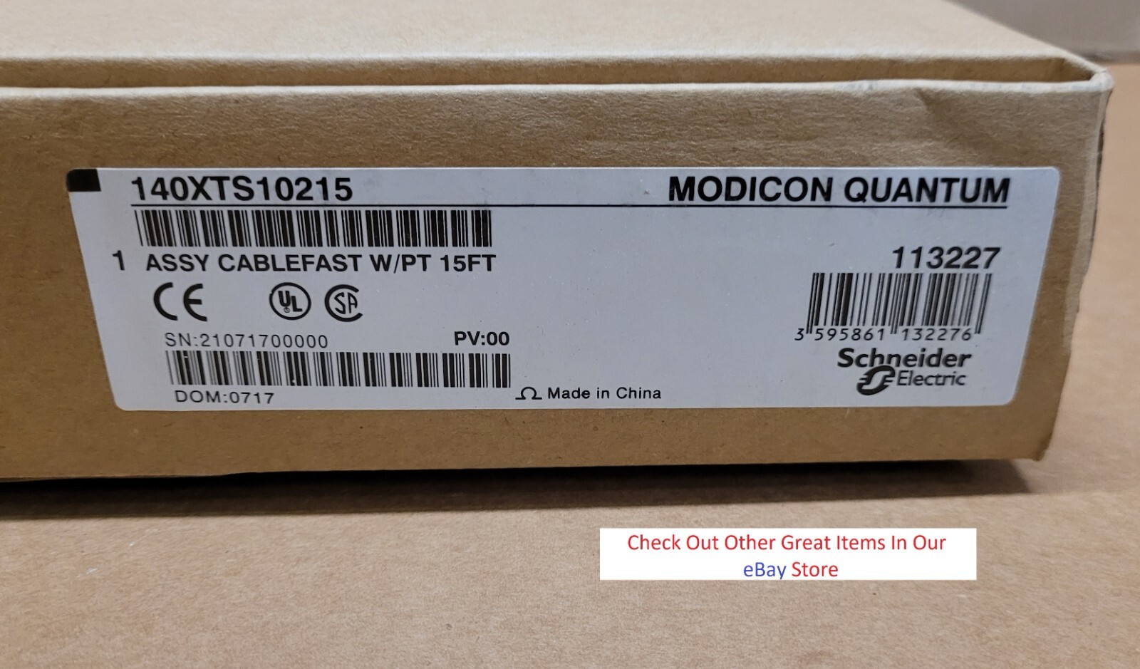 NEW Modicon Quantum 140XTS10215 Cablefast System Cable, 15ft w/PT