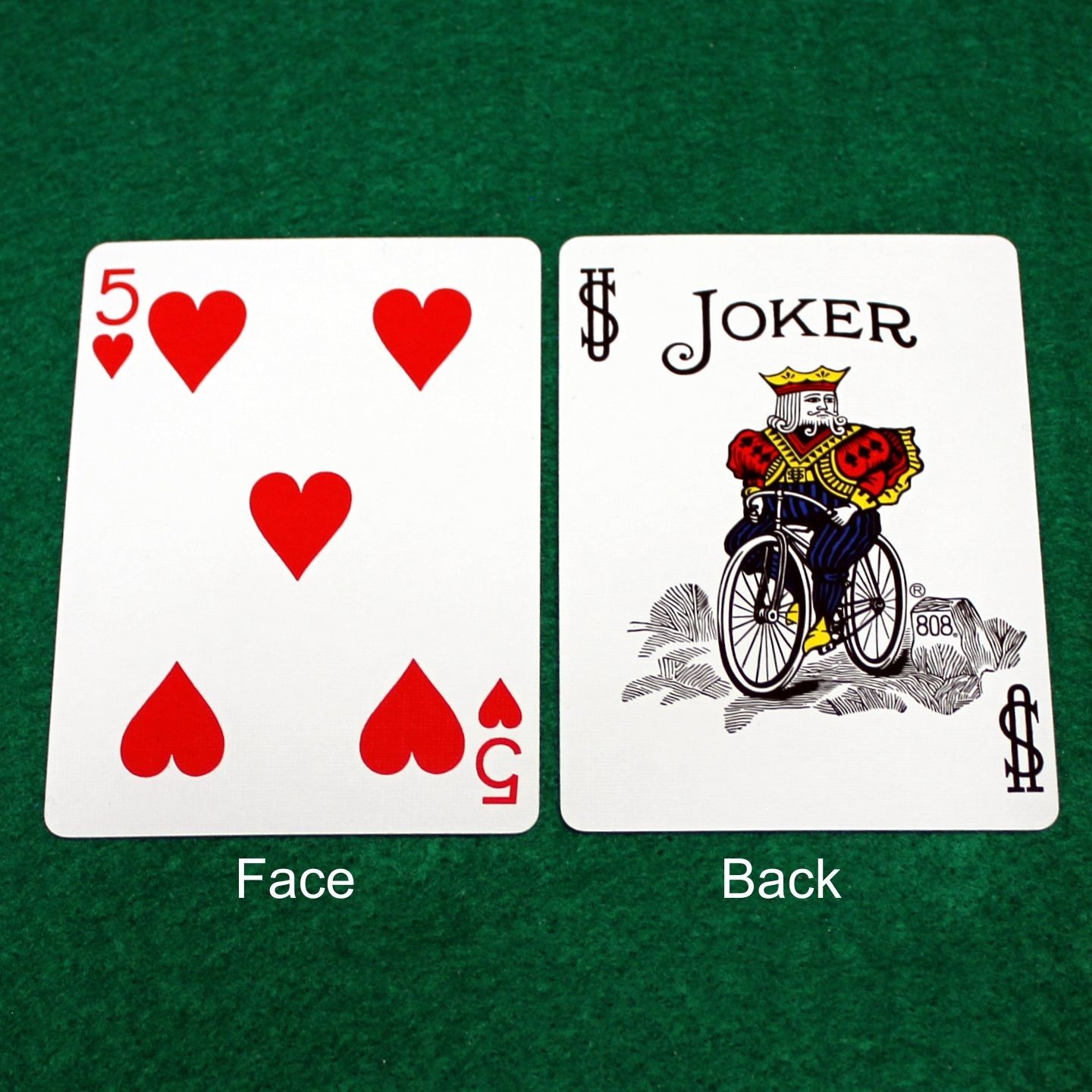 5 of Hearts / Color Joker - Double Face, Bicycle Printed Gaff Card