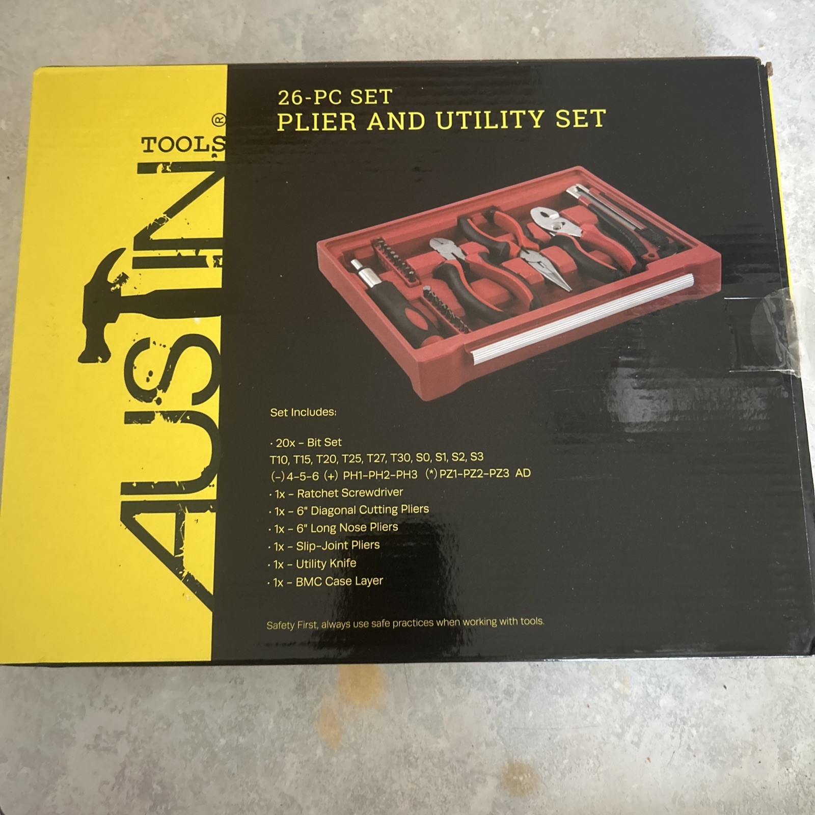 Austin Tools 26-Piece Plier And Utility Set NEW In Box. 20 Bits 6 Tools