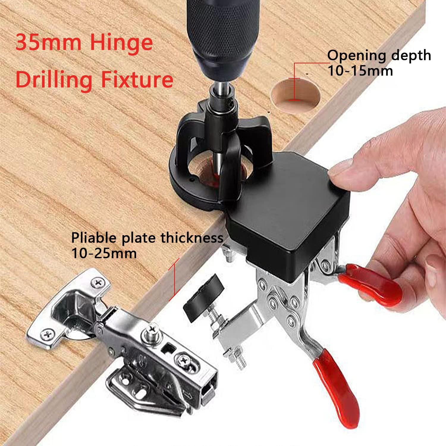 Concealed Positioning Hinge Hole Punch, 35Mm Door Hinge Jig with 2 Retaining Cli