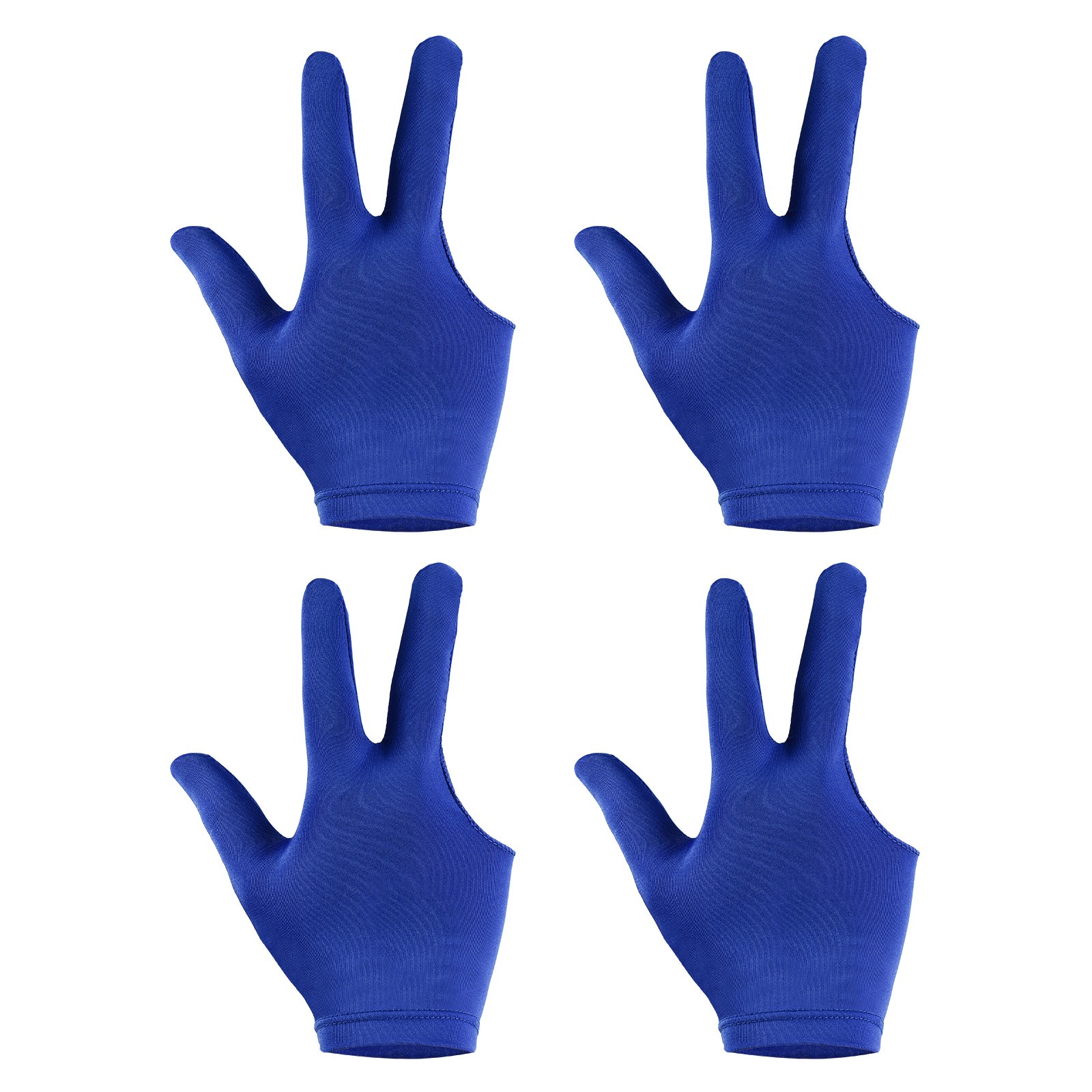 4Pcs 3 Fingers Left Hand Pool Gloves Snooker Billiard Pool Cue Gloves Blue