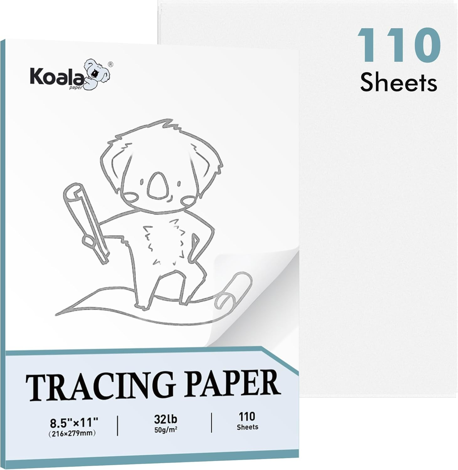 Koala 110 Sheets Tracing Paper 8.5x11 inch White Translucent Paper for Tracing,