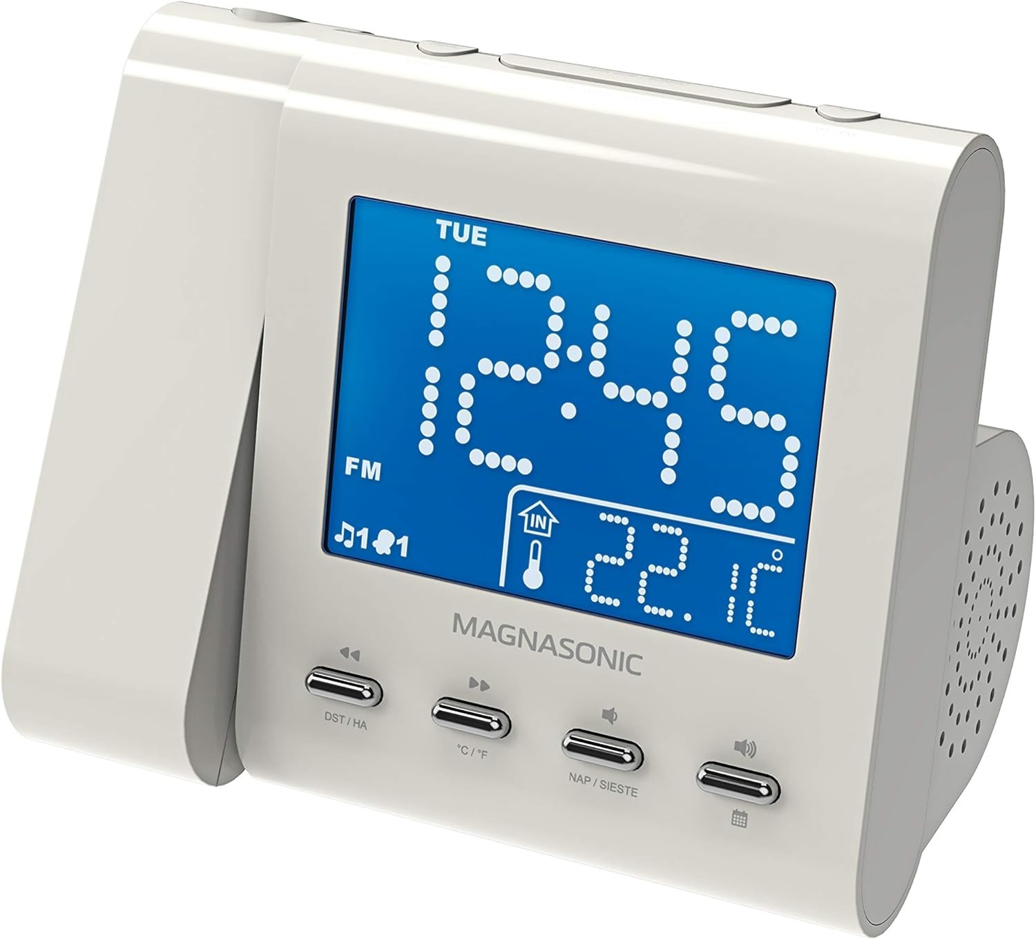 Projection Alarm Clock W/ AM/FM Radio Battery Backup Auto Time Set Dual Alarm