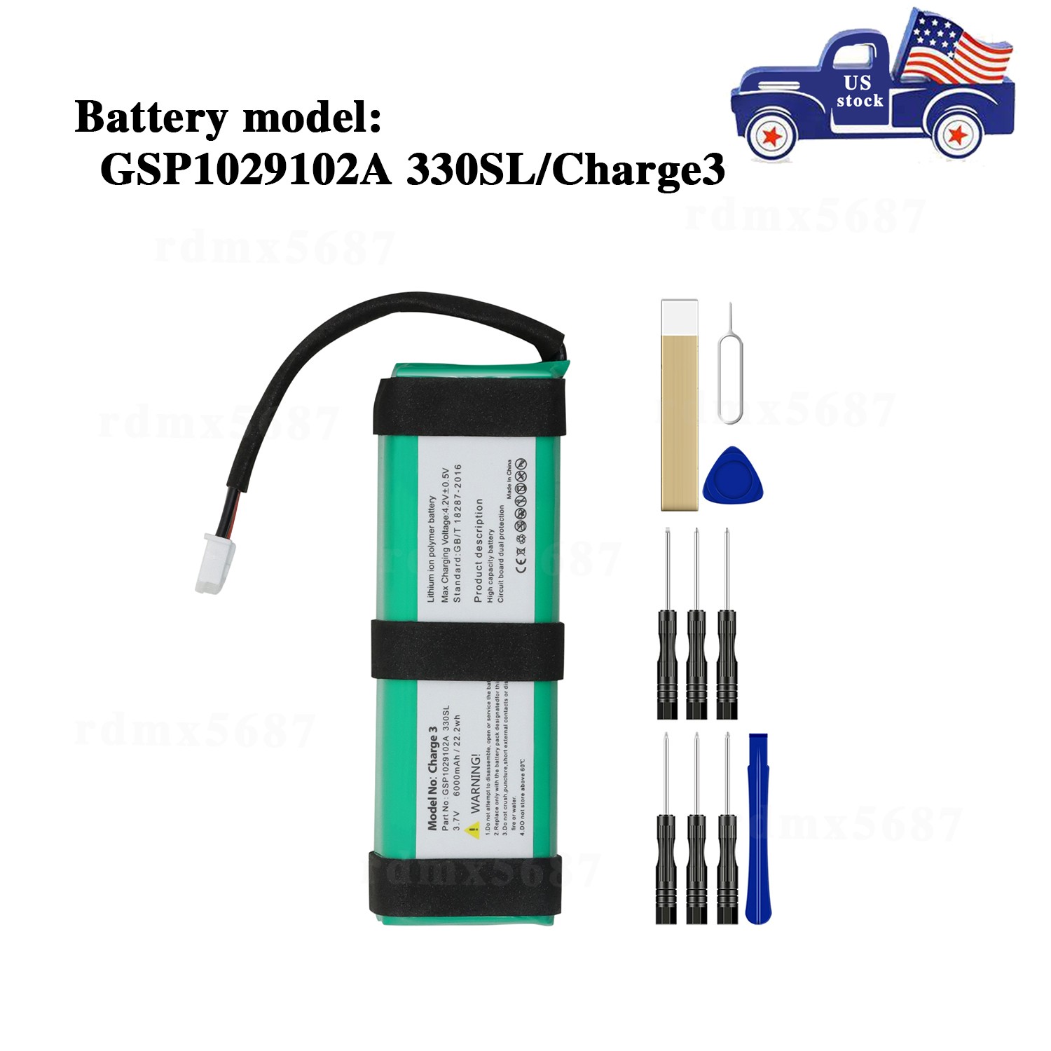 NEW Battery + tools For JBL Charge 3 Part Number GSP1029102A CS-JML330SL 6000mAh