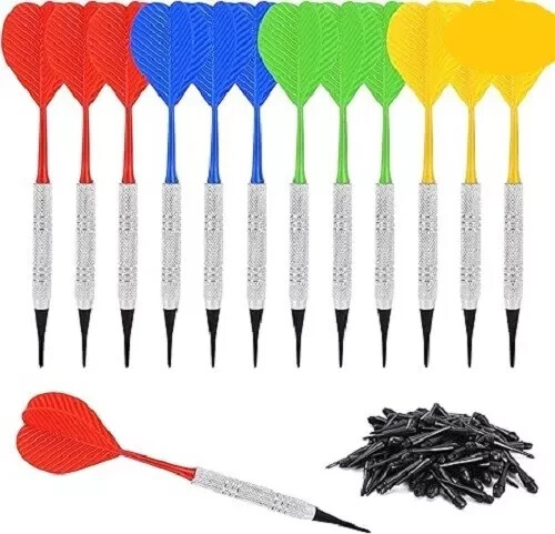 12 Pcs Soft Tip Darts Bar Dart Plastic Tip Darts Set Attach Extra 100 Black 2