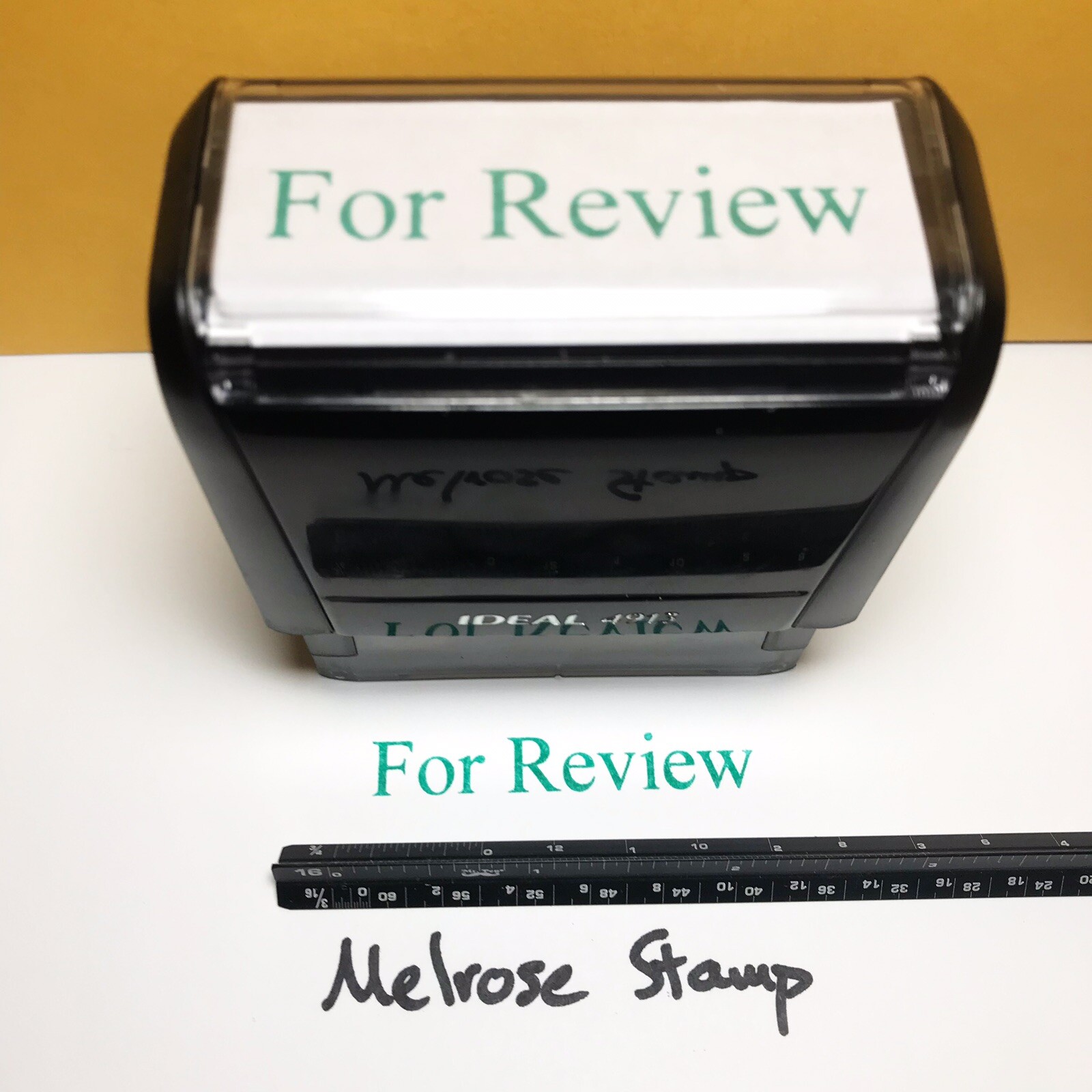For Review Rubber Stamp Green Ink Self Inking Ideal 4913
