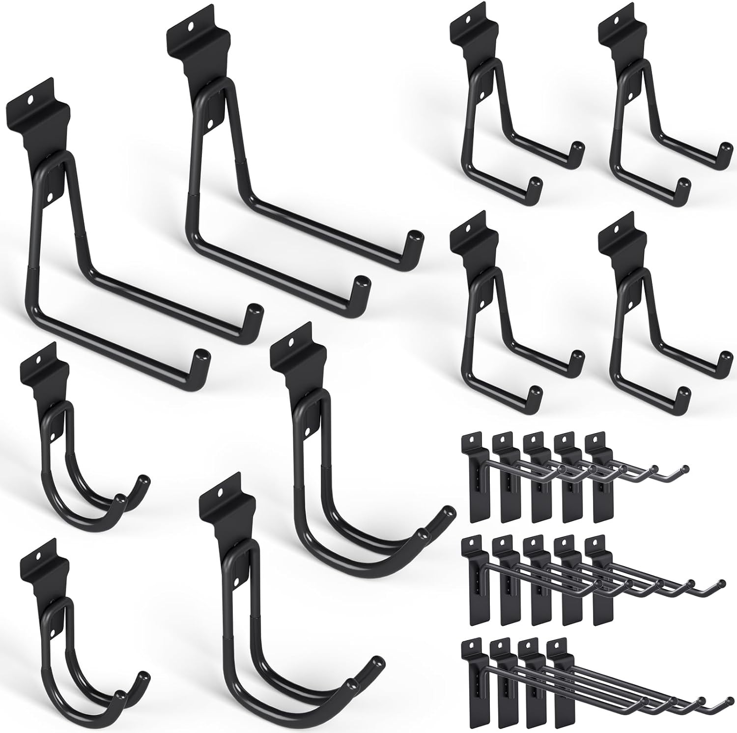 INCLY 24 Pack Heavy Duty Slatwall Hooks, Black Panel 24 Pack,