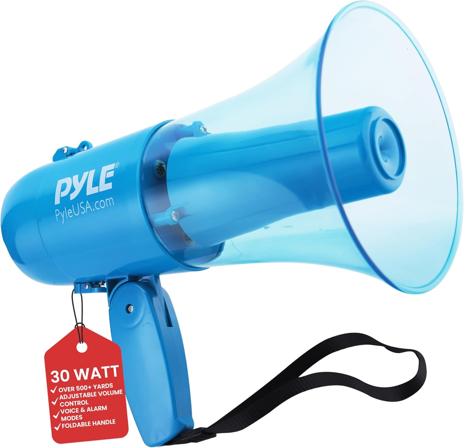 30W Waterproof Megaphone Siren Bullhorn Speaker, Battery Portable Bullhorn for I