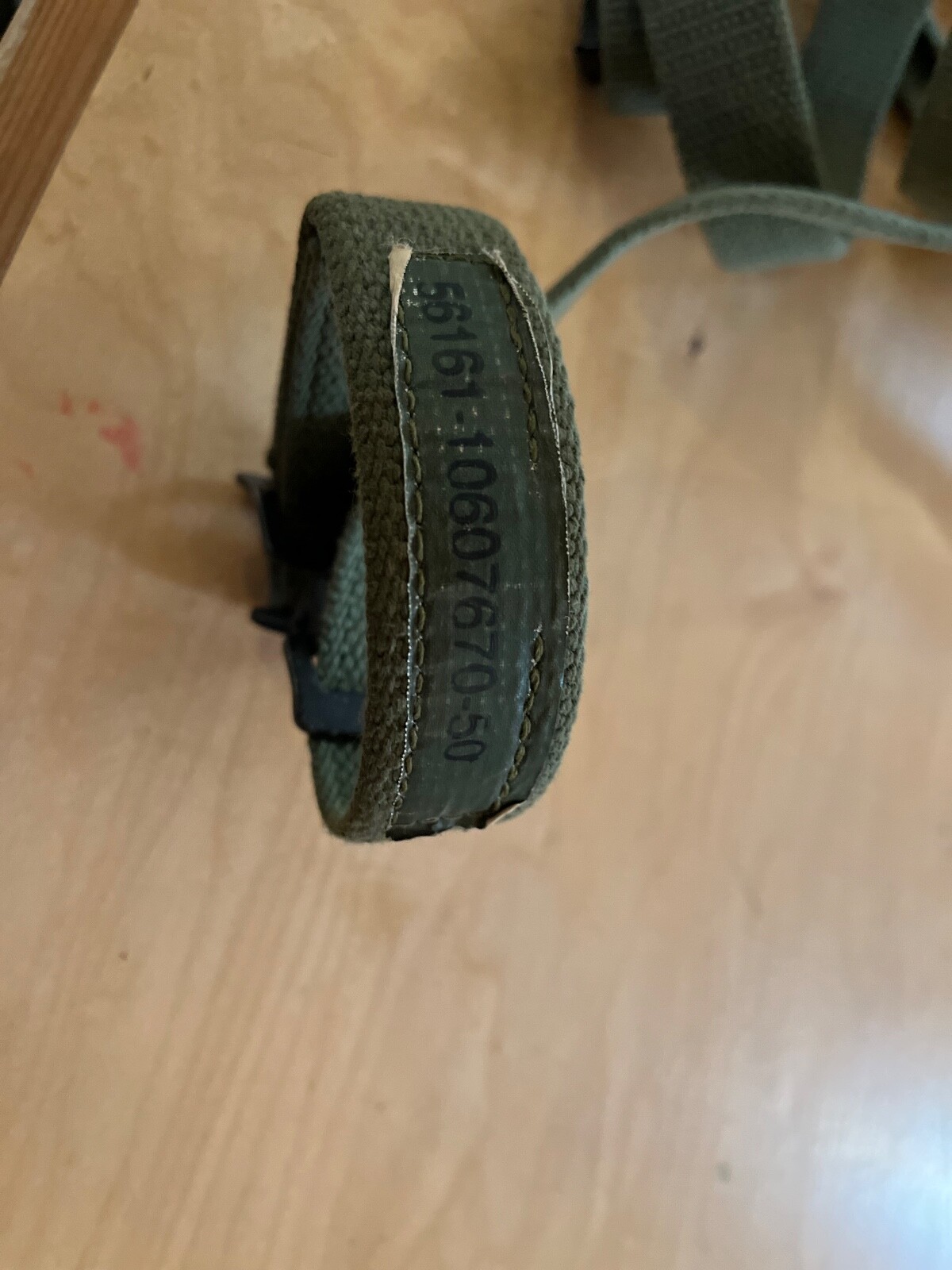CINCH STRAP, NEW, OD/OLIVE, CANVAS,,1"WIDE,70" LONG,100% COTTON,1980'S or before