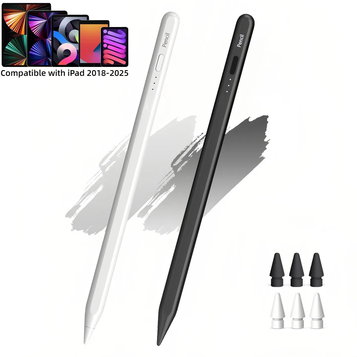 2pcs iPad Pencil (USB-C): iPad A16 11/10/9/8/7/6th, iPad Pro, iPad Mini/Air M4