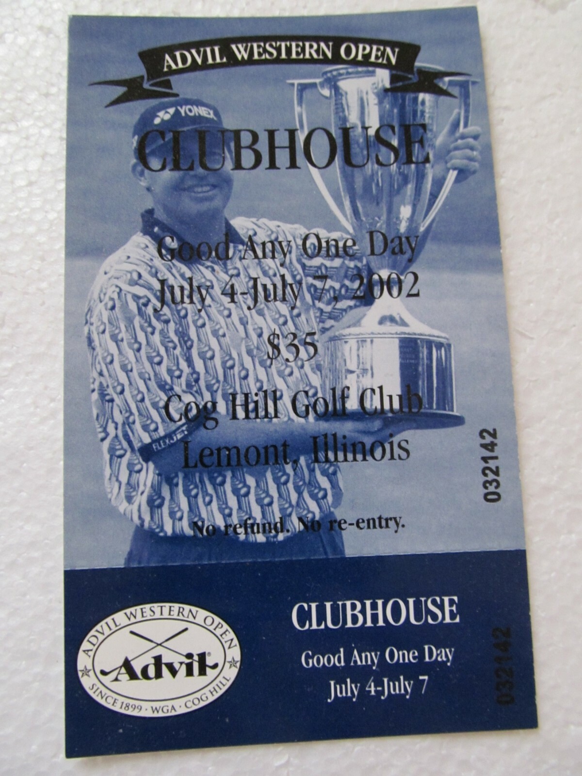 UNUSED WESTERN OPEN CLUBHOUSE TICKET  2002