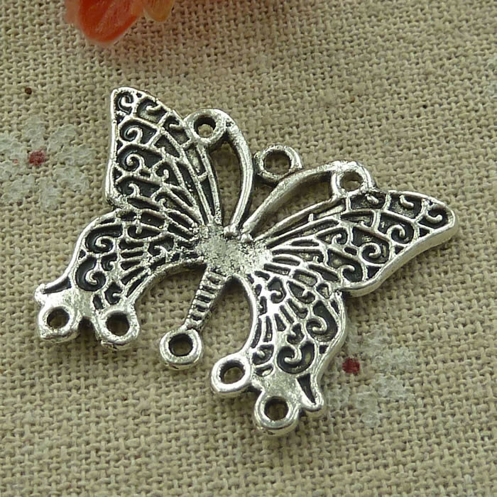 Free Ship 56 pcs tibetan silver butterfly connectors 34x28mm L-2969