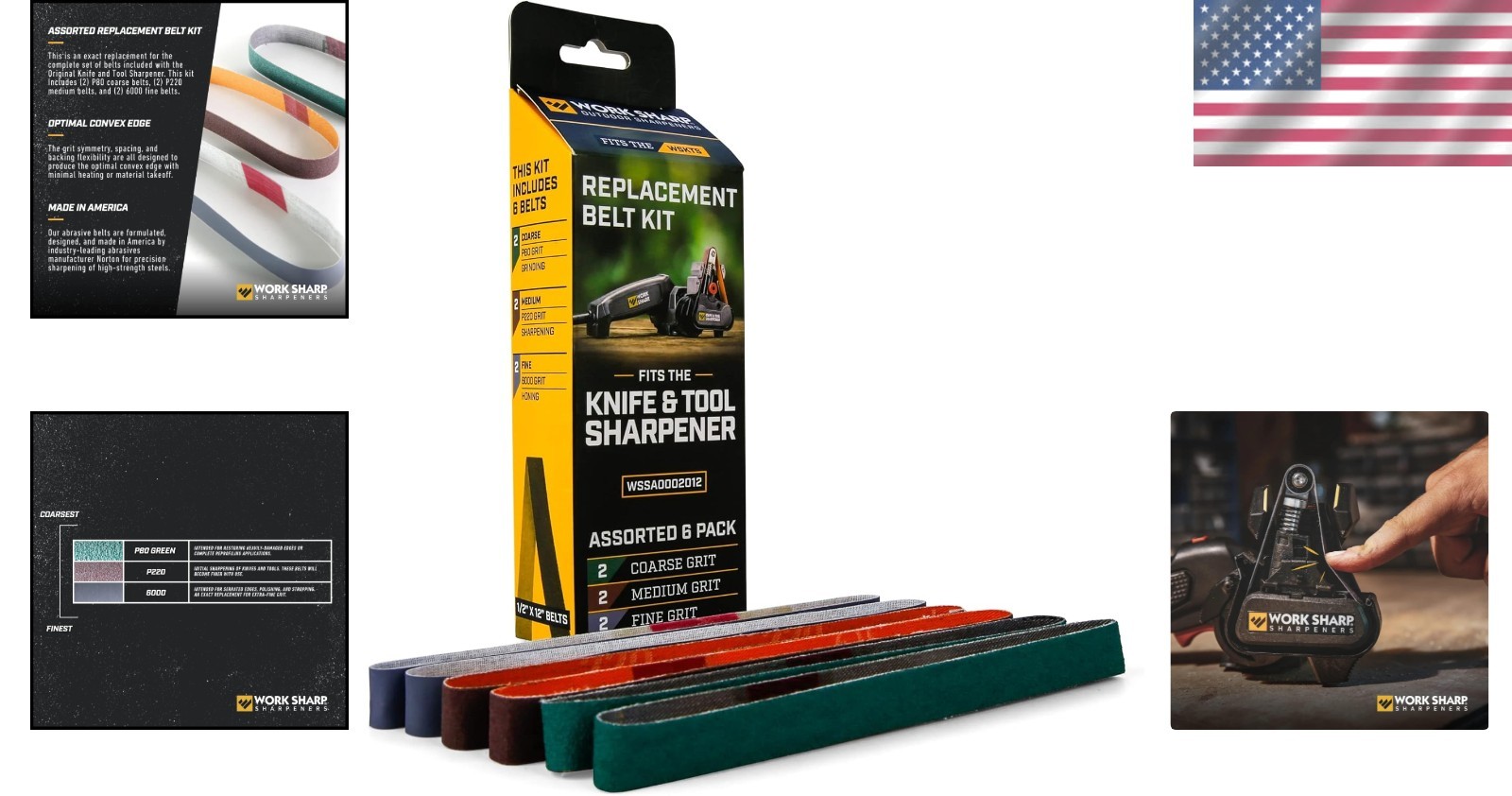 Professional Sharpener Belt Kit: P80, P220 & 6000 Grits for Optimum Tool Perf...