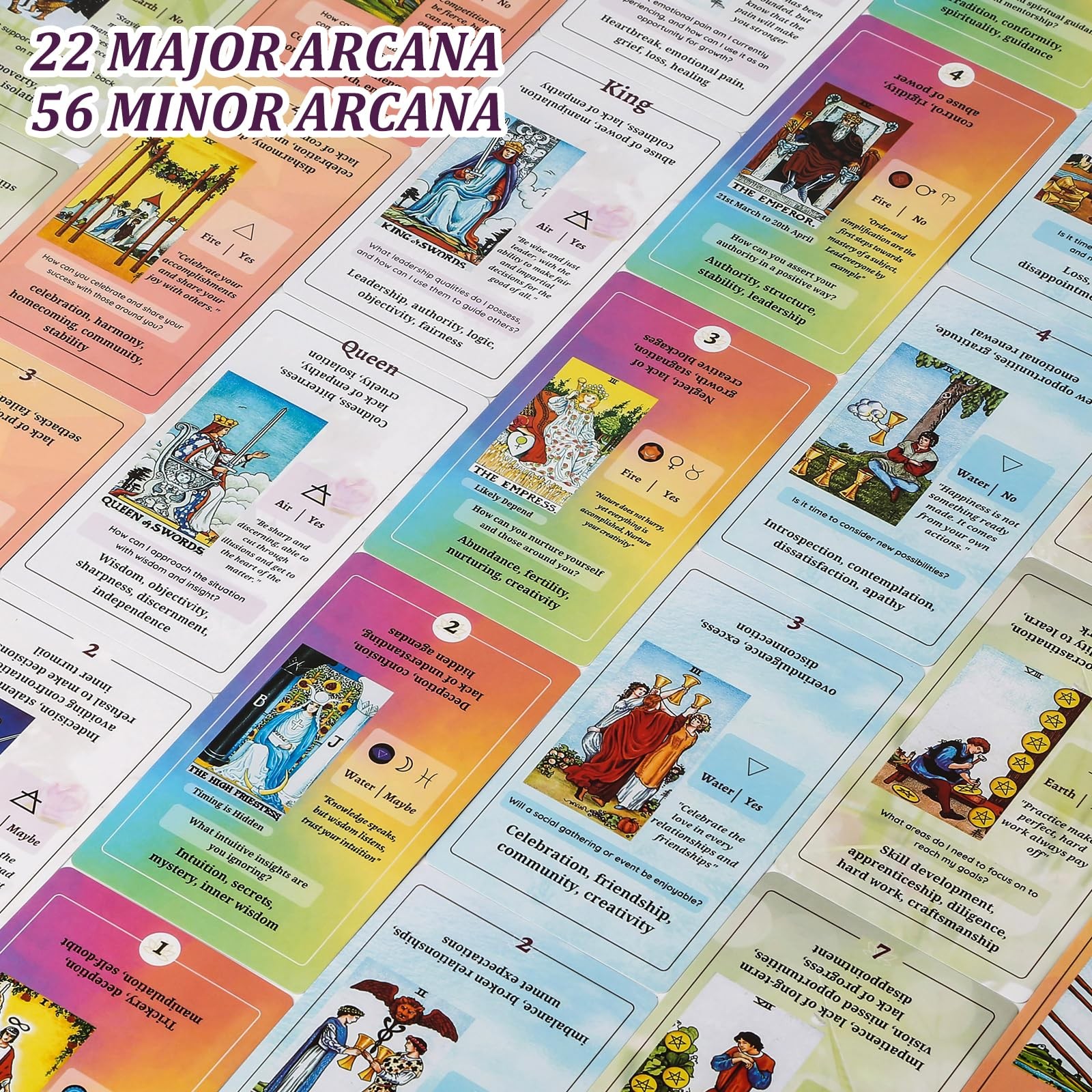 Fofeadm Tarot Cards for Beginners with Guide Medium, Colorful