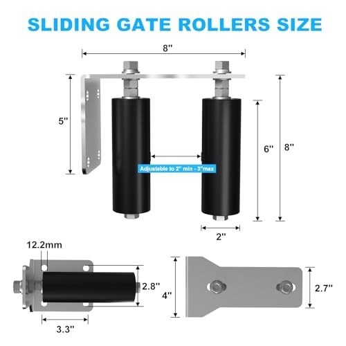 2 Pack Heavy Duty Sliding Gate Rollers - Adjustable Nylon Rollers for Gates & Ba