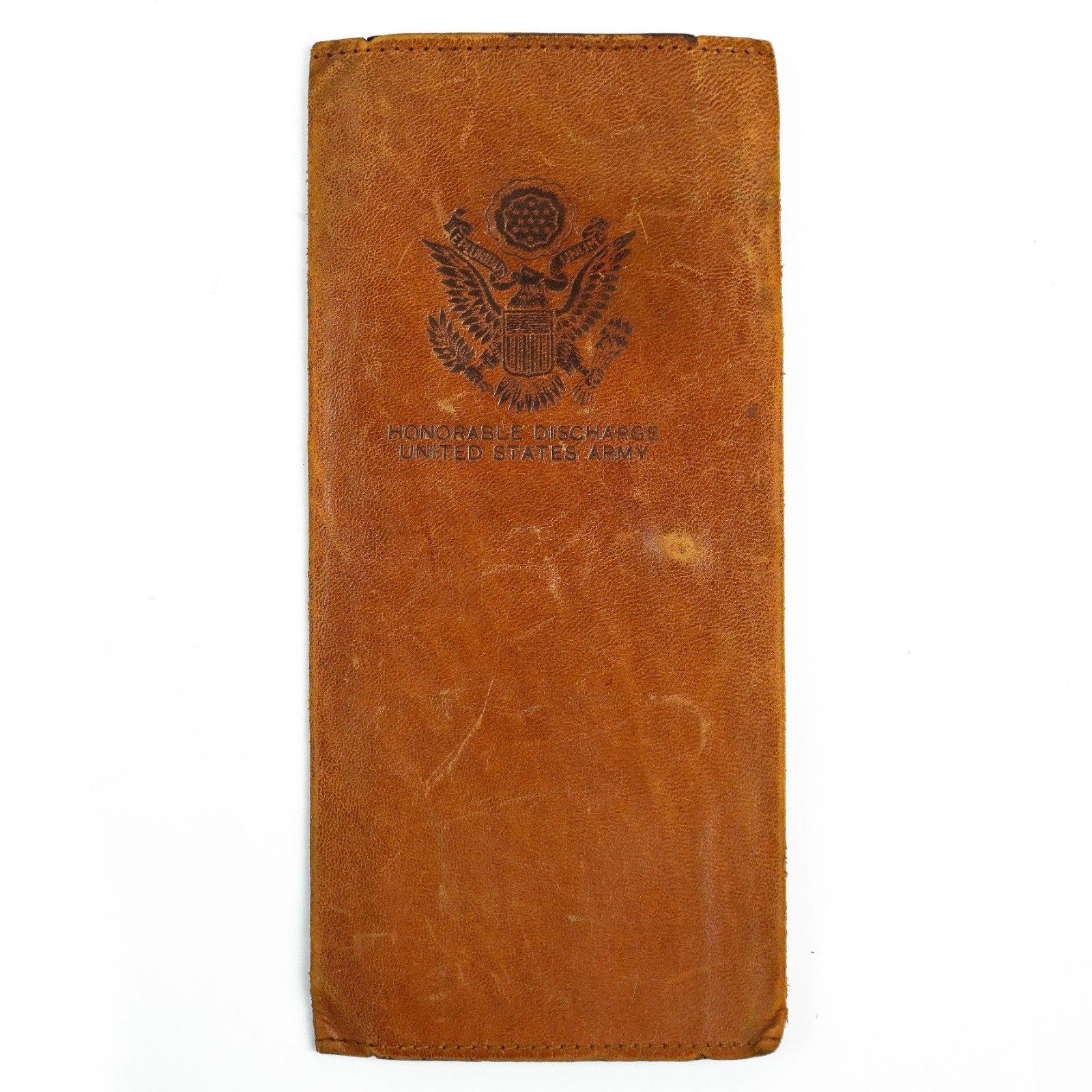 Vintage WWII Era US Army Honorable Discharge Leather Trifold Document Holder