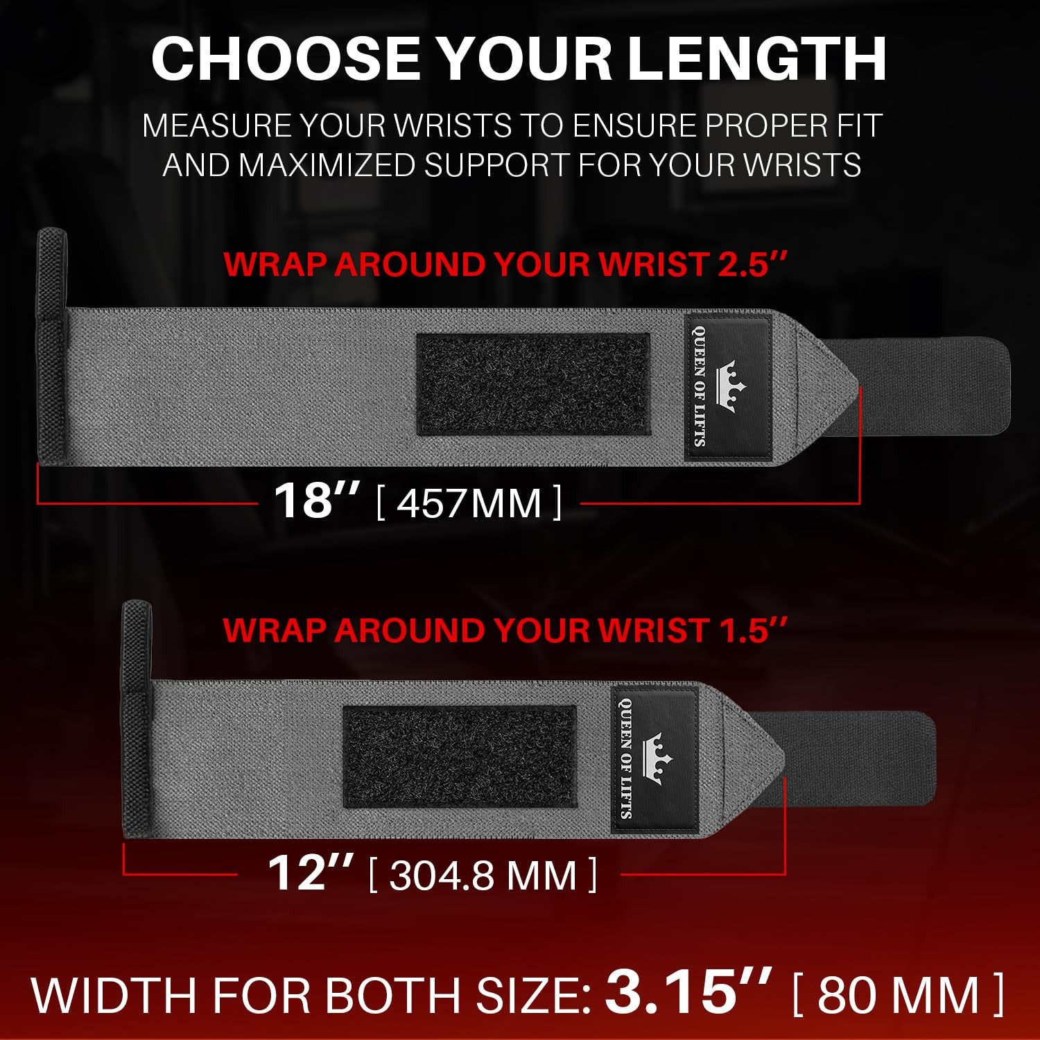 Weightlifting Wrist Wraps with Thumb Loop – Gray – Beast Mode – 12 inch – Hea...