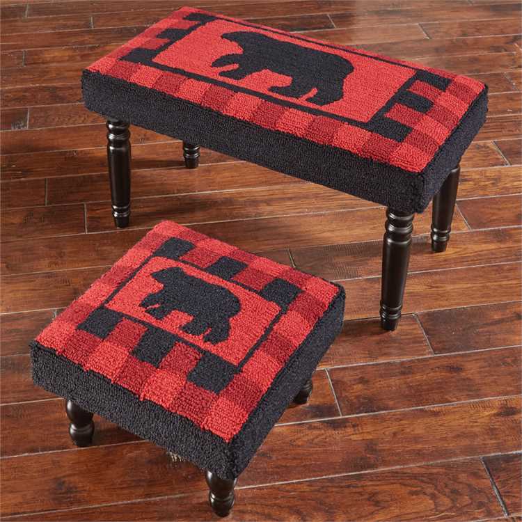PRIMITIVE COUNTRY BUFFALO CHECKED HOOKED DECORATIVE BENCH By PARK DESIGNS