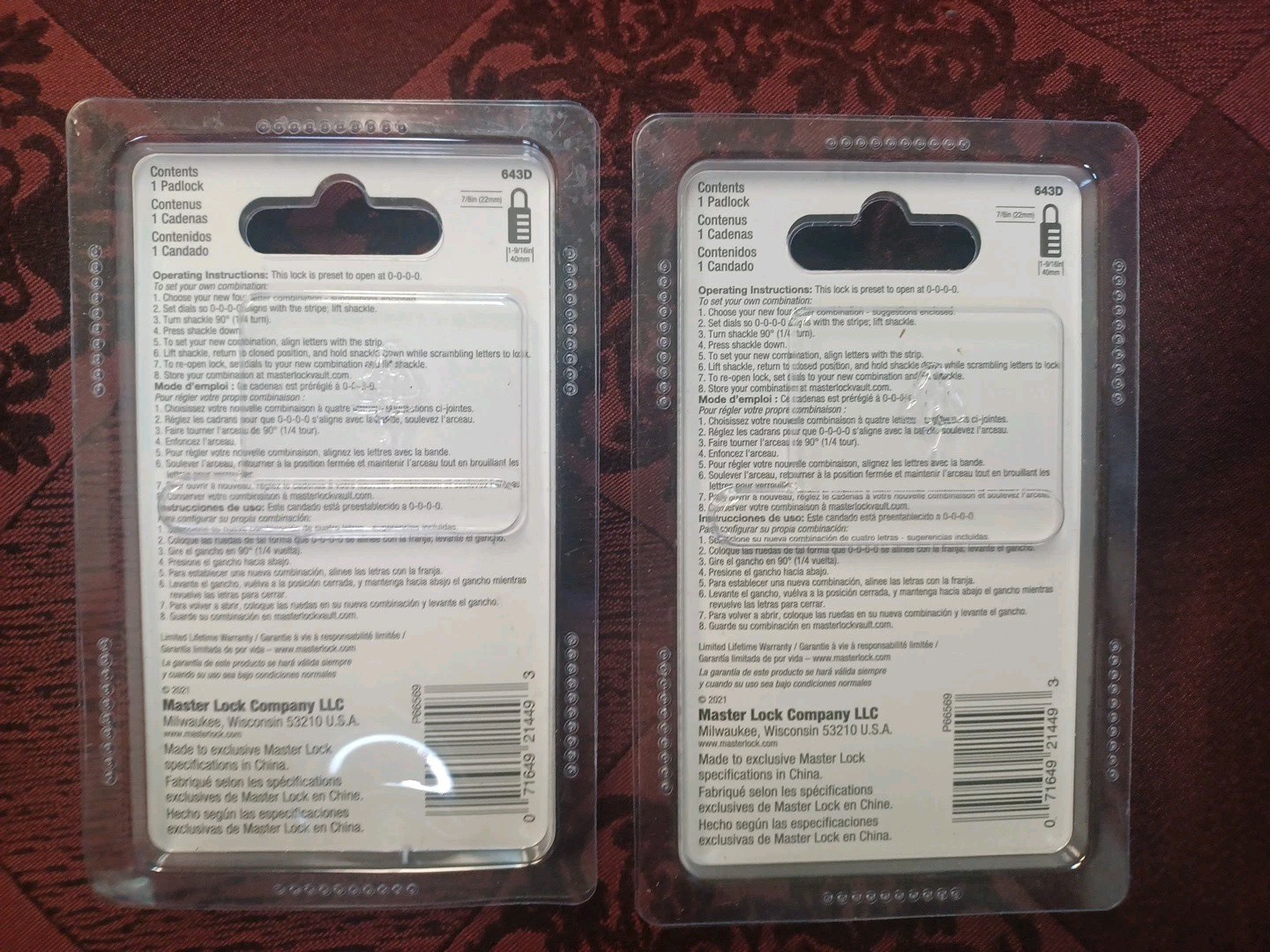 2 Master Lock 643D, Set Your Own Combination!