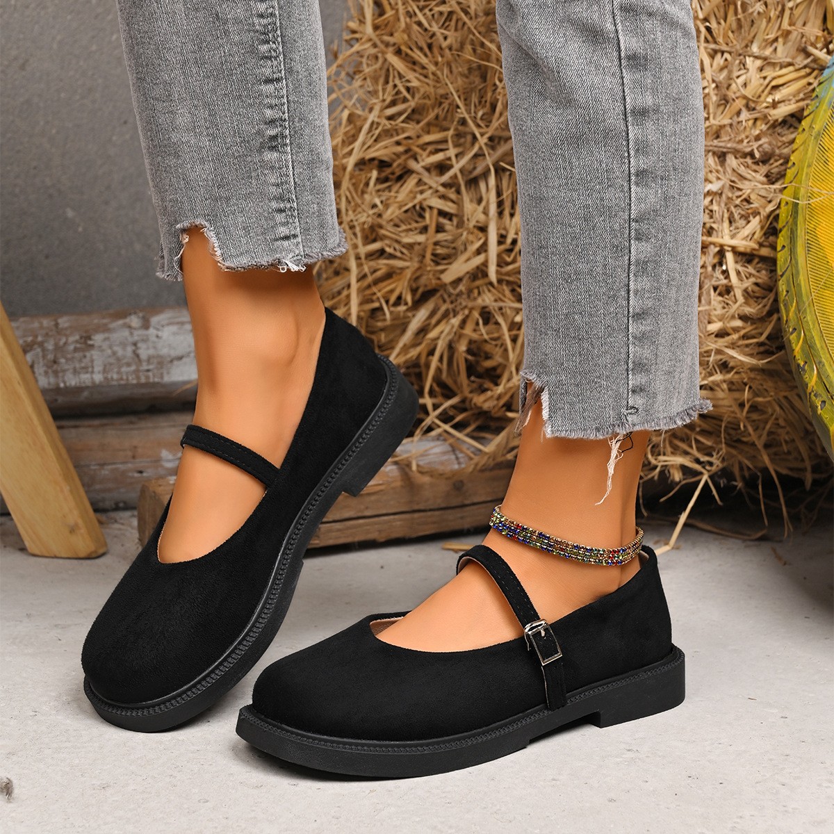 Women's Retro Round Toe Mary Jane Flats Comfort Lightweight Slip On Casual Shoes