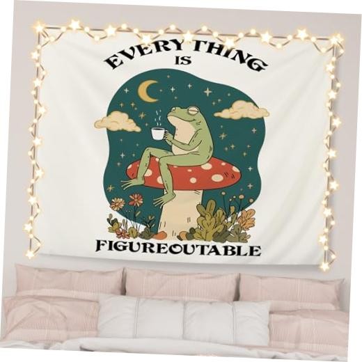 AQYIP Everything Is Figureoutable Tapestry, Motivational Inspirational Frog