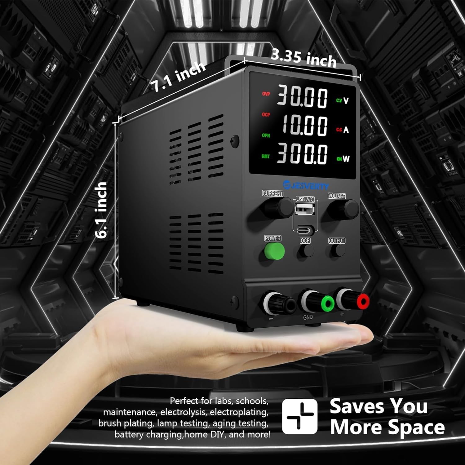 Jesverty DC Power Supply Variable, 0-32V 0-10A Adjustable Switching DC Regula...