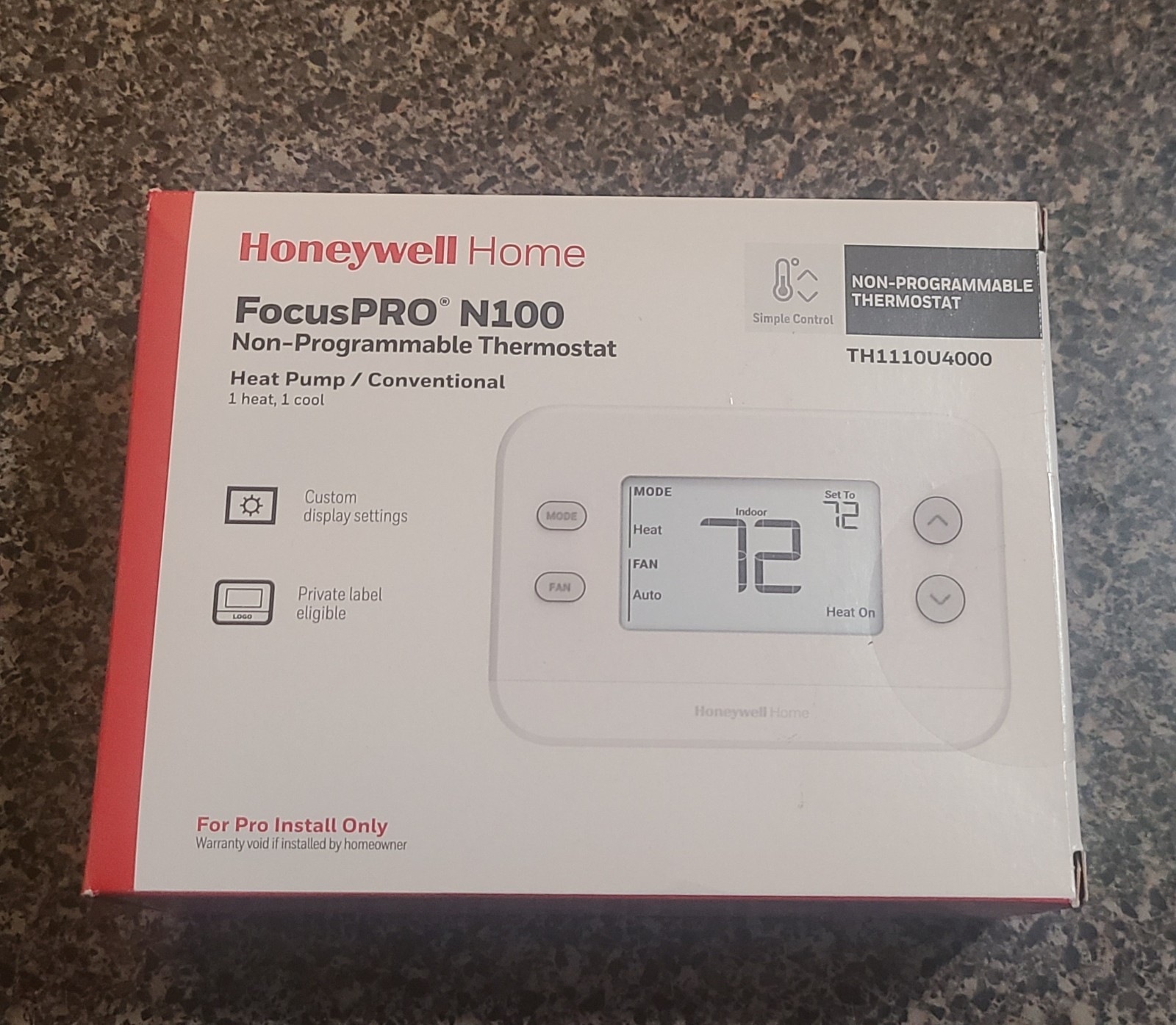 Honeywell Home FocusPro N100 Non-Prog Thermostat/ NEW Unopened
