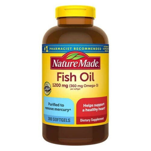 Nature Made PURIFIED Fish Oil 1200mg, (360mg Omega-3) - 300ct Softgels Exp-2028