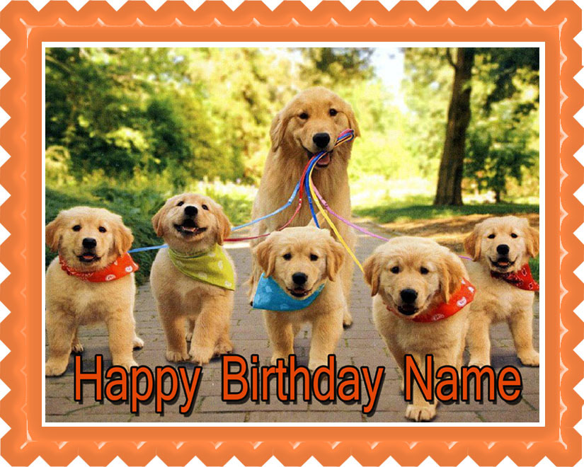 GOLDEN RETRIEVER Dog Puppy - Edible Cake Topper OR Cupcake Topper