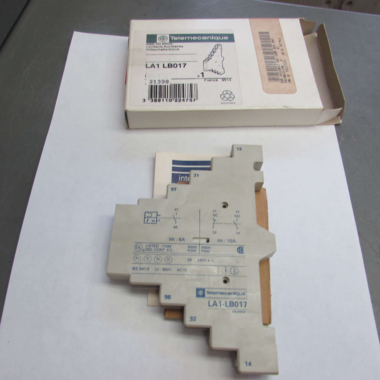 Telemecanique LA1 LB017 Contacts Auxiliary Block