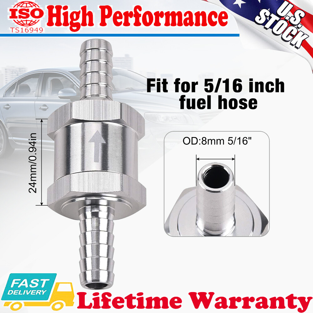 8mm 5/16" Fuel Check Valve One Way Inline Non Return Diesel Gasoline Silver
