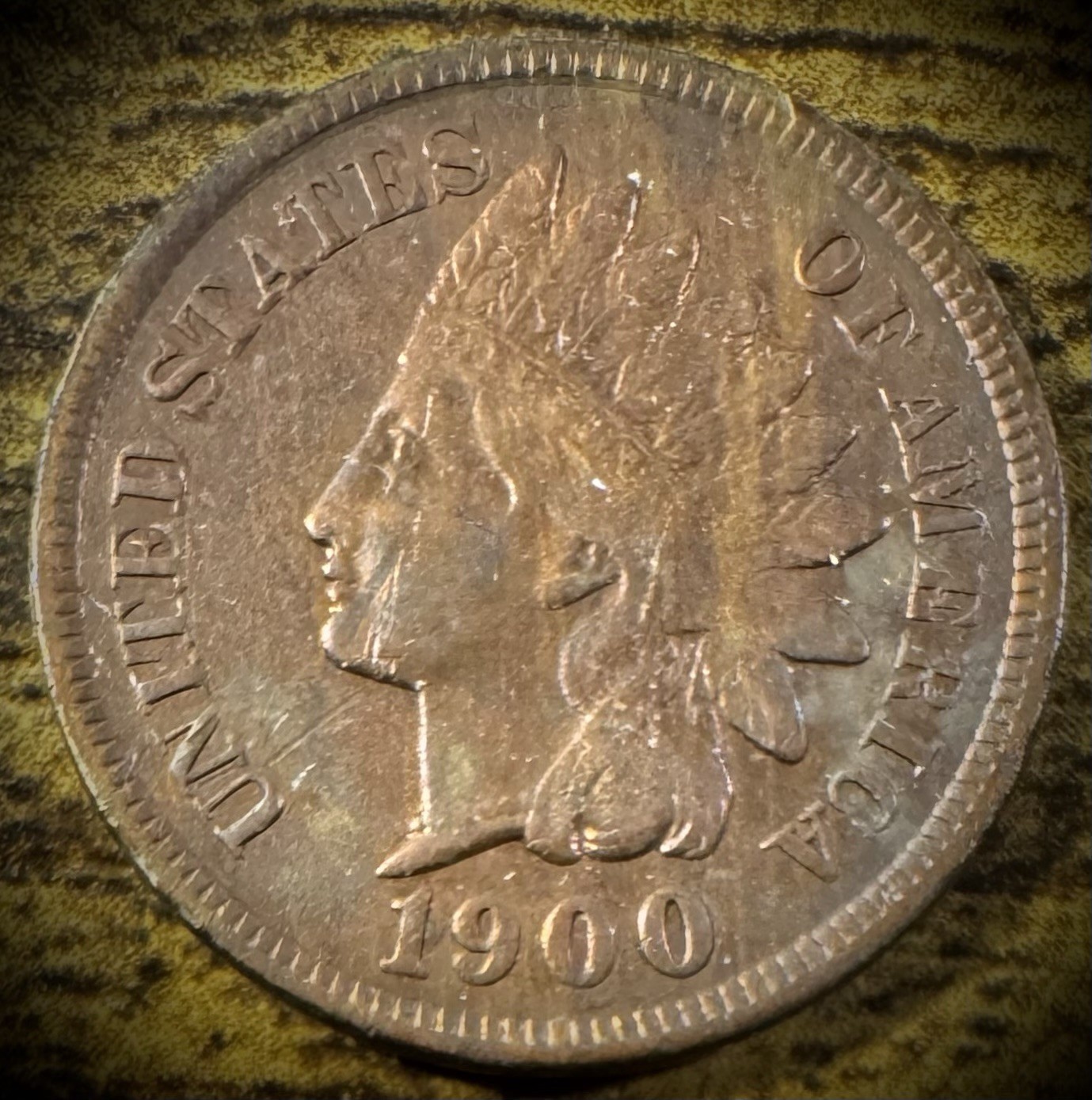 1900 Indian Head Cent Penny Full Liberty Diamonds
