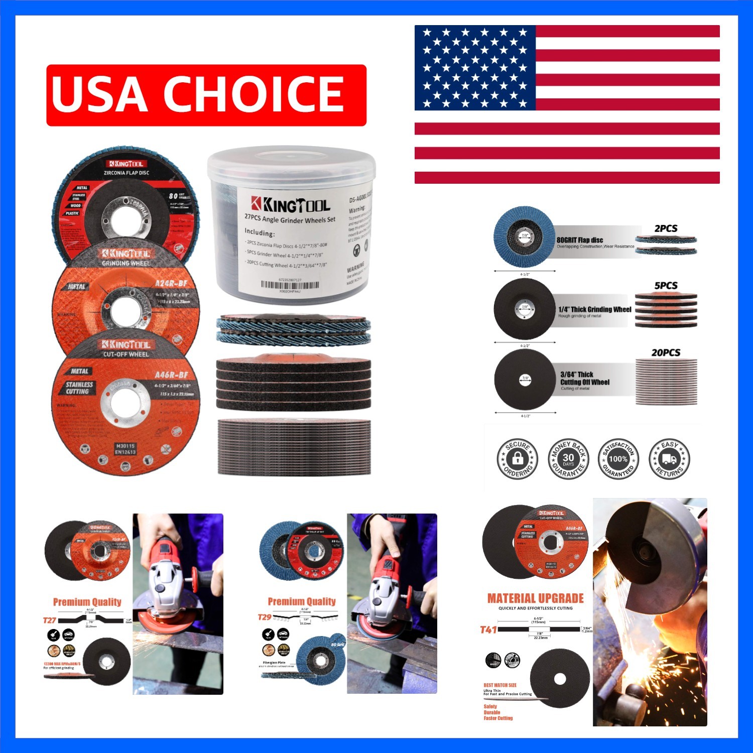 27pcs Angle Grinder Wheel Set, Grinder Disc Set Includes 20pcs Cutting Wheel,...