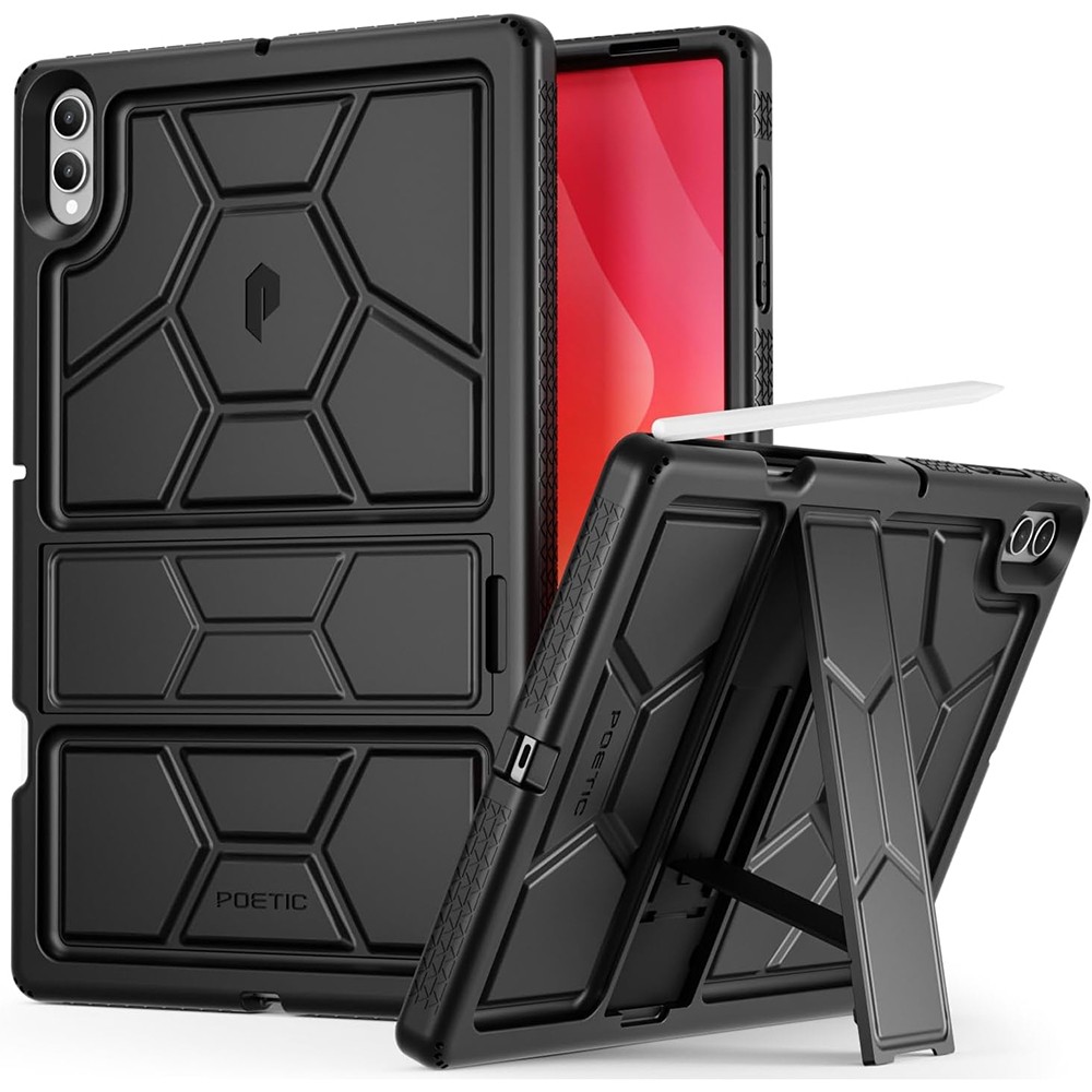 For Galaxy Tab S11 Ultra Case Poetic With Kickstand Silicone Cover Black
