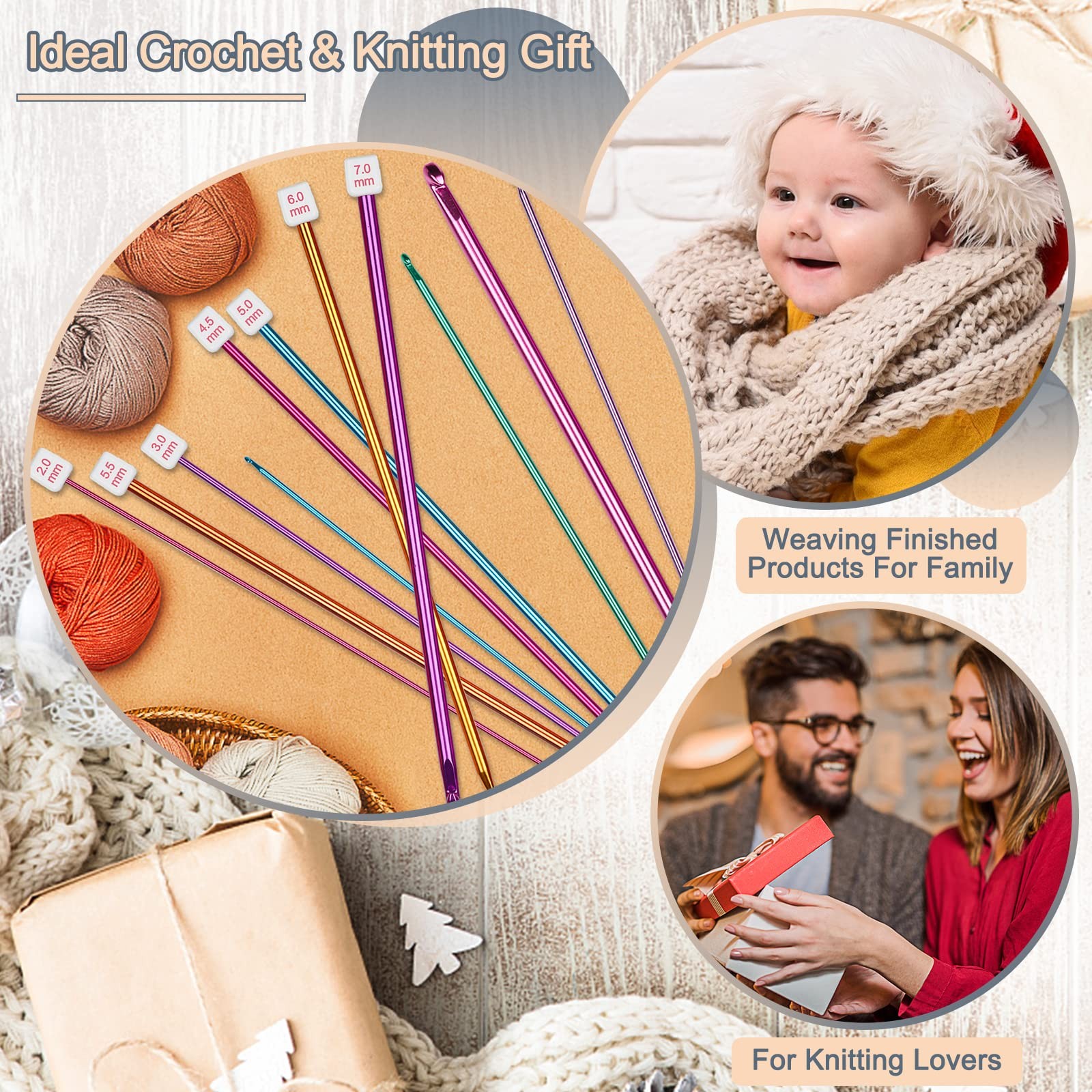 Long Crochet Hooks Set, 11pcs Afghan Needles, 2mm 8mm, Knitting Tools,Multicolor