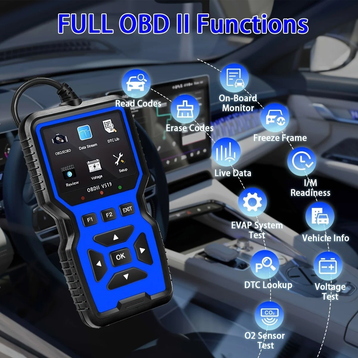 Professional OBD2 V519 Scanner - 2025 Upgraded OBDII + CAN Code Reader