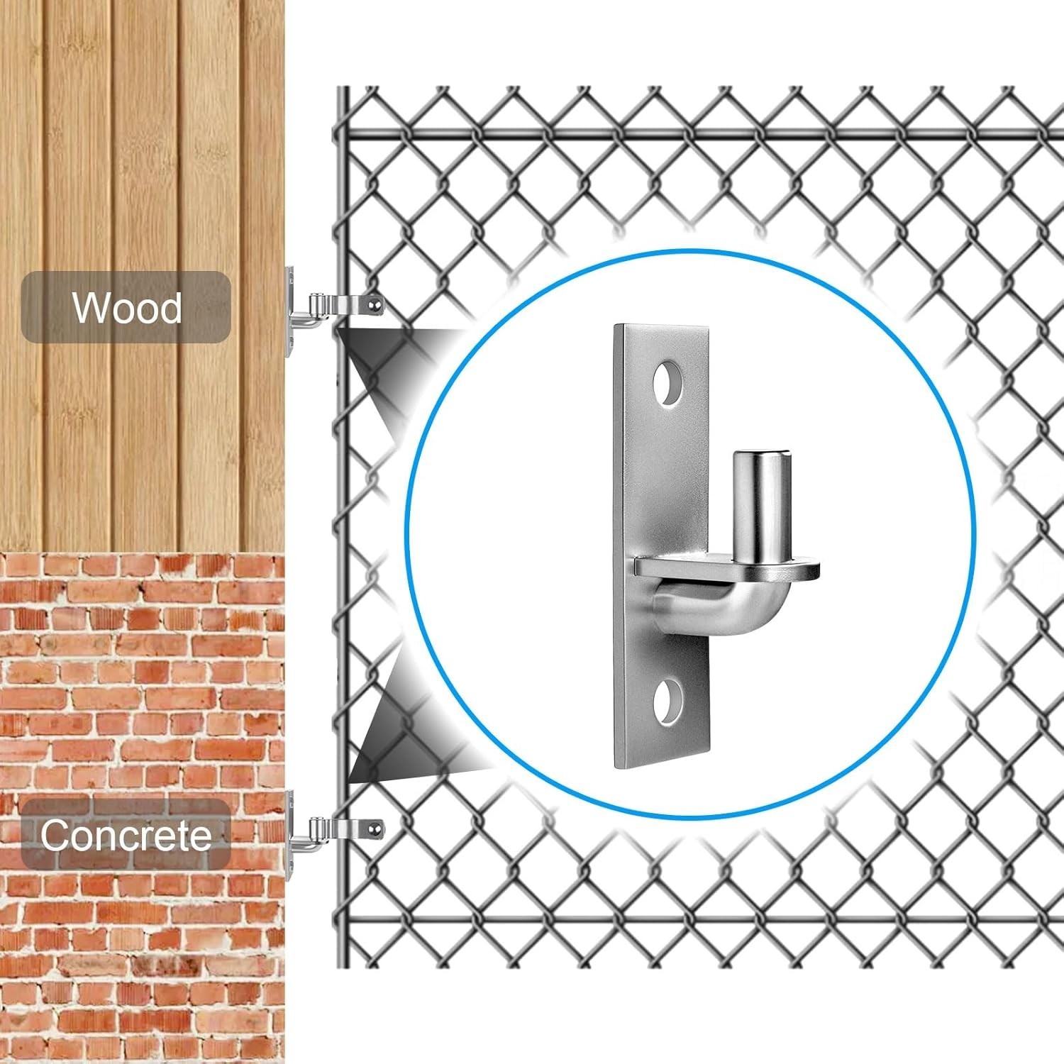 Easy Install Heavy Duty Wall Plate Gate Hinges - 2 Pack for Farm & Chain Link