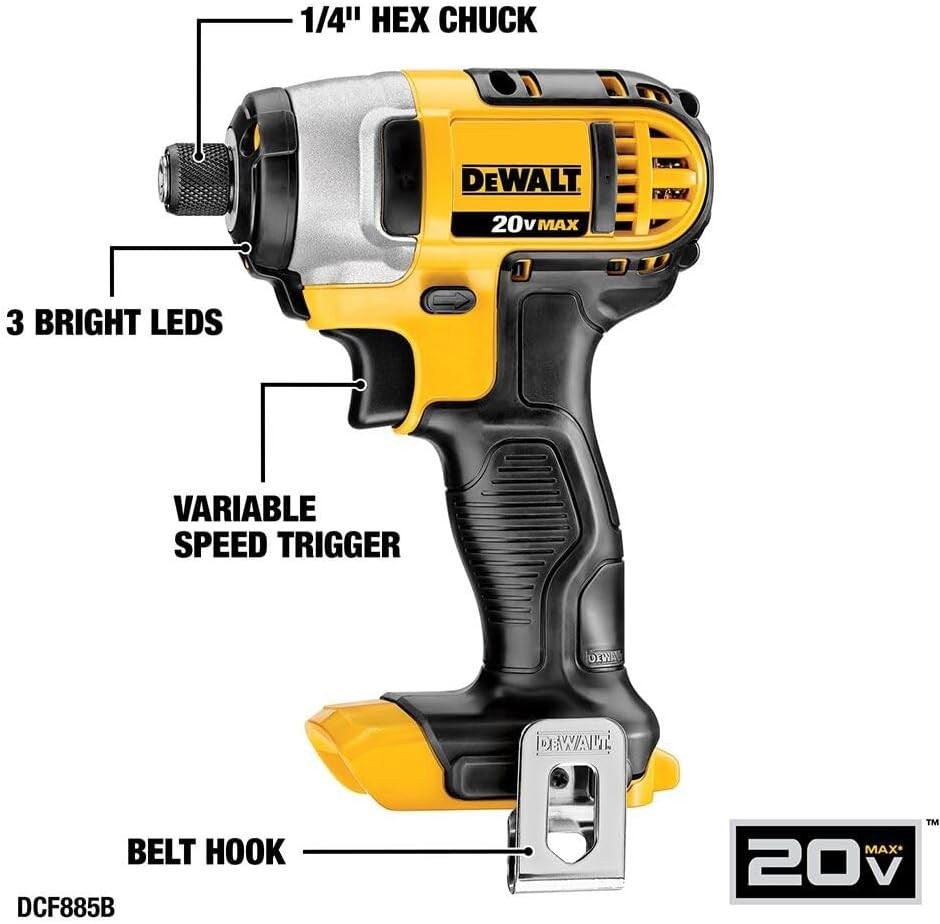 20V MAX Cordless Drill and Impact Driver, Power Tool Combo Kit , Includes 2 Batt