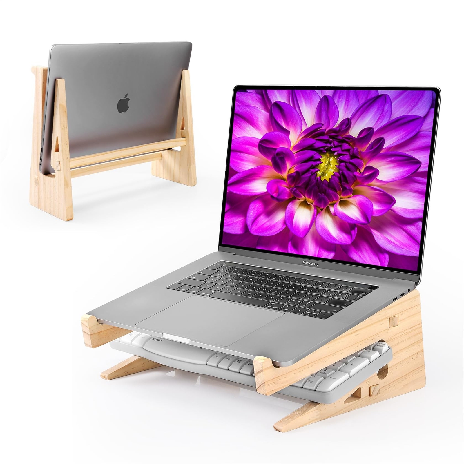Wood Laptop Stand,Universal Computer Stands for Desk,Vertical Laptop Holder f...
