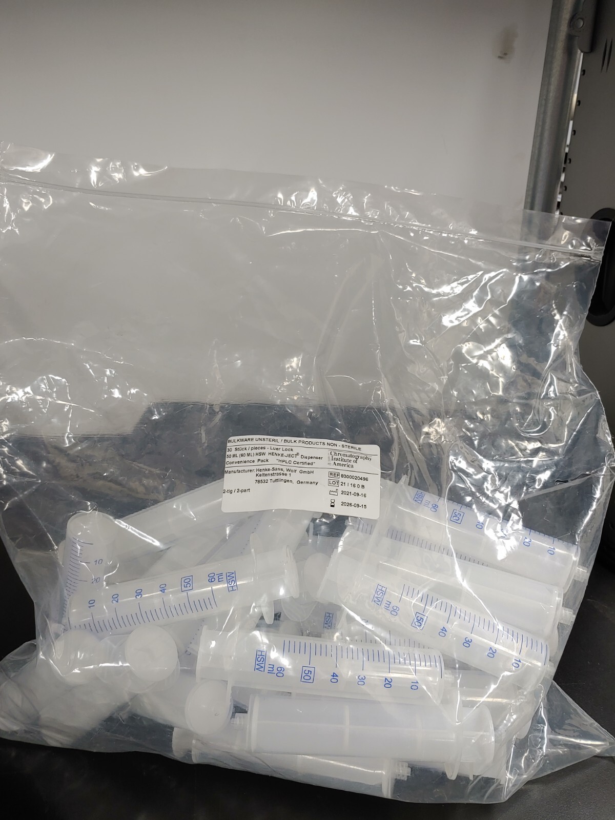 8300020496 HWS 30/pcs 2 Part 50ML Luer Lock Laboratory HPLC Dispenser