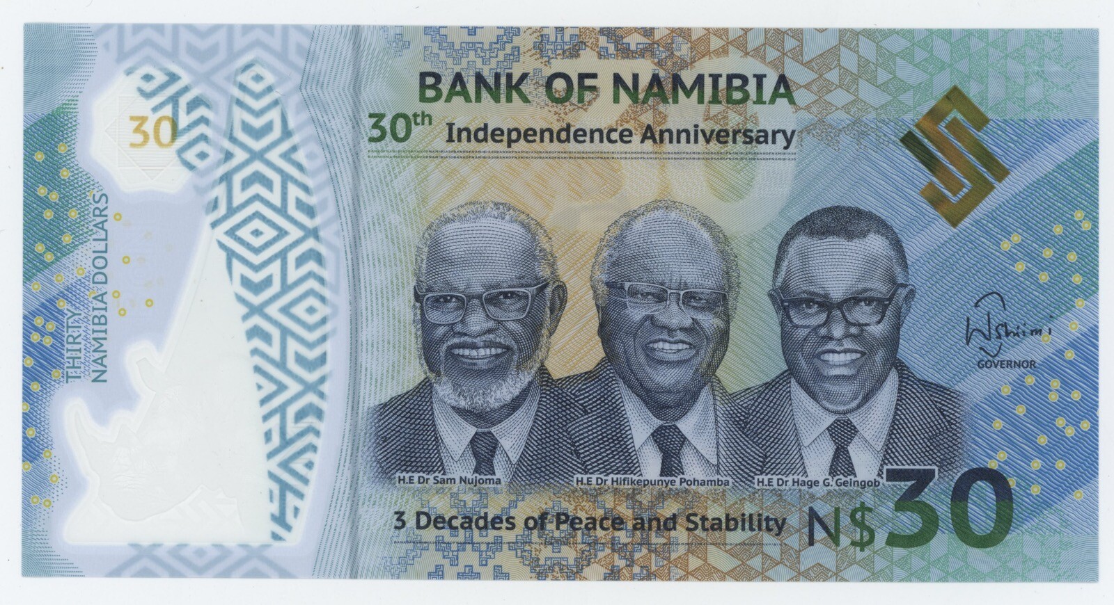 Namibia 30 Dollars 2020 Pick 18 UNC Uncirculated Banknote Polymer