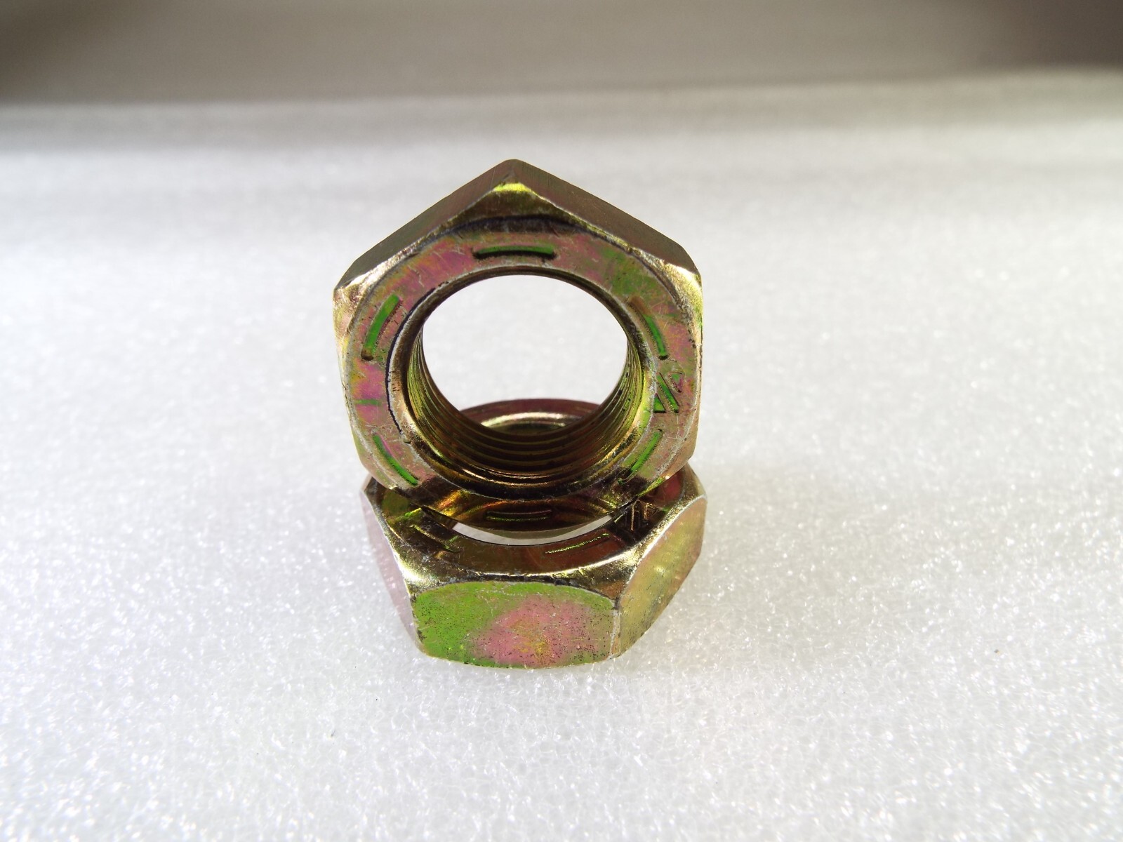 QTY2 JAM NUT 3/4-16 RH HEX 1" FLATS THIN .426 HALF Steel Yellow zinc grade 5