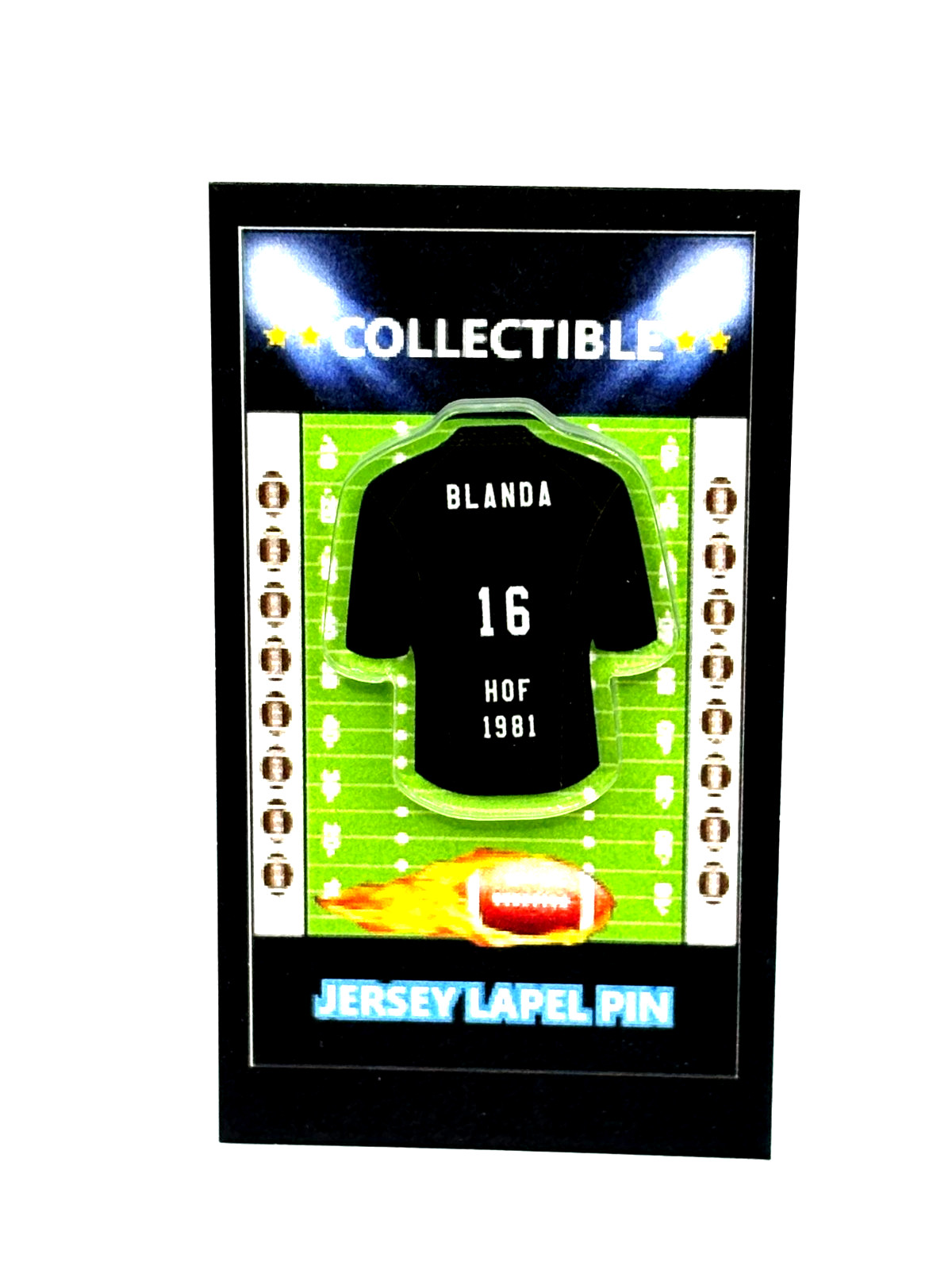 Las Vegas Raiders George Blanda jersey lapel pin-RETRO BLACK HOLE NATION-R4L