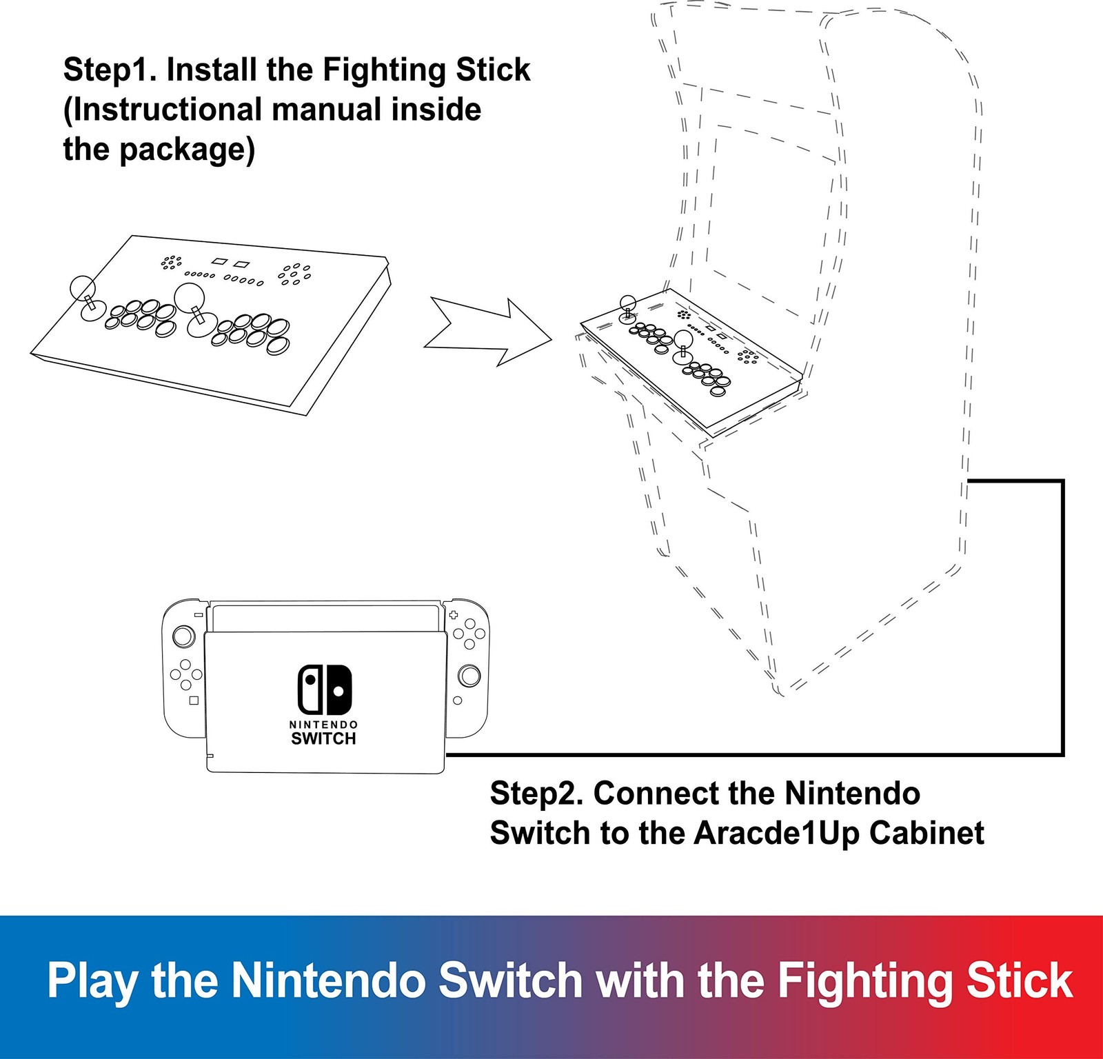 Switch Fighting Stick for Arcade1Up Cabinet & Cabinet Back Mount for Switch, ...