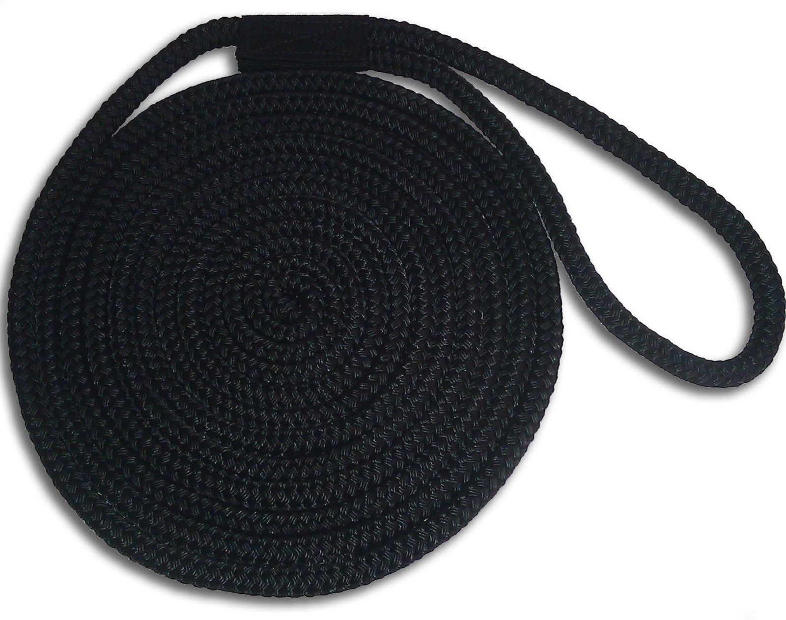 Double Braid Nylon Dock Line - 3/8" x 25' UV Coated / Non-Fading - BLACK / USA!