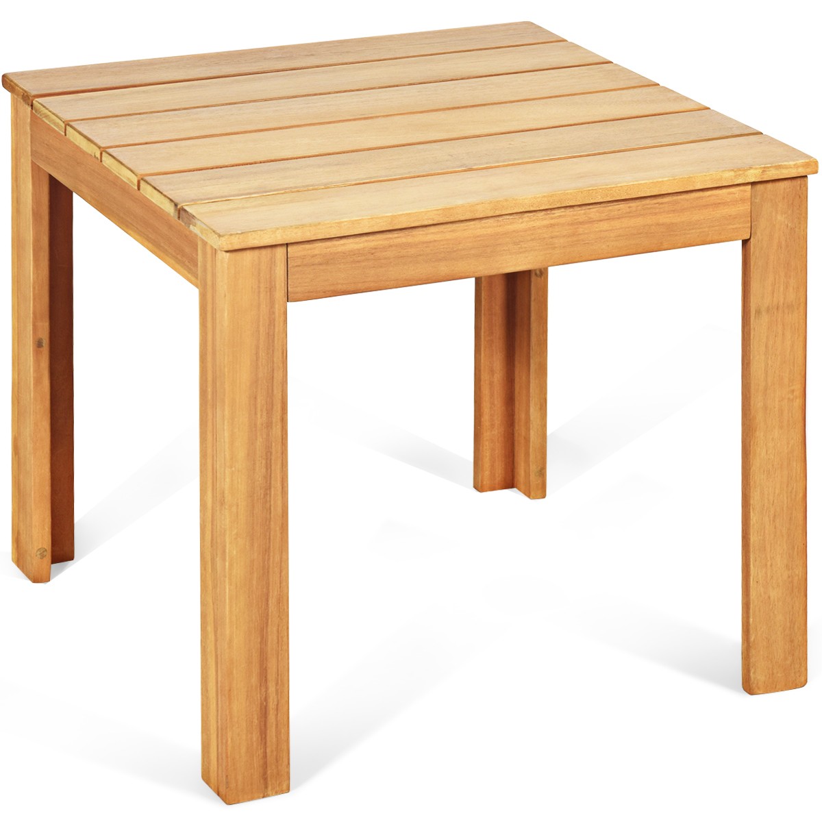 Wooden Square Side End Table Patio Coffee Bistro Table Indoor Outdoor Natural