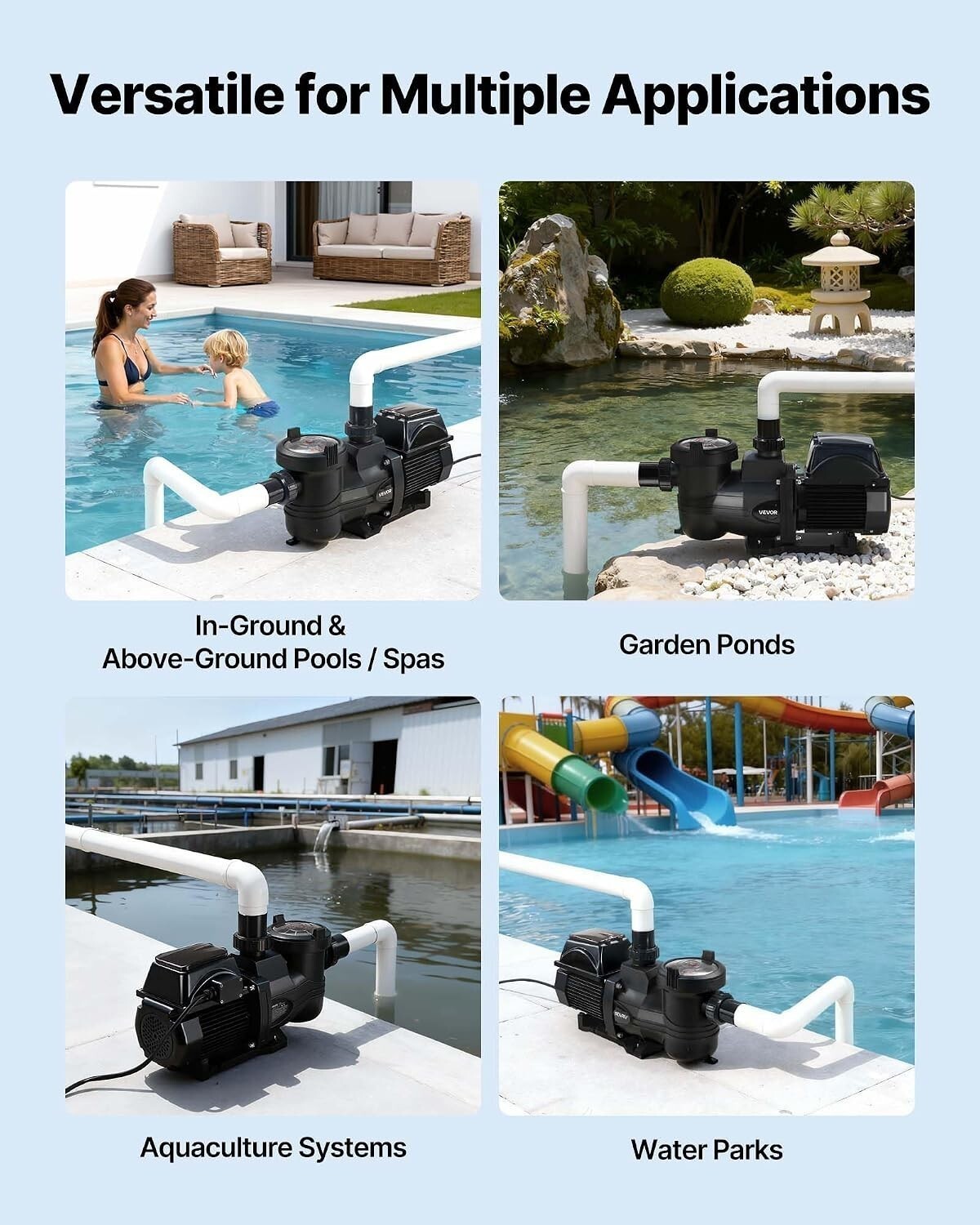 Vevor 1.5Hp Variable Speed Pool Pump 220V 132 Gpm Wifi App Control Timer