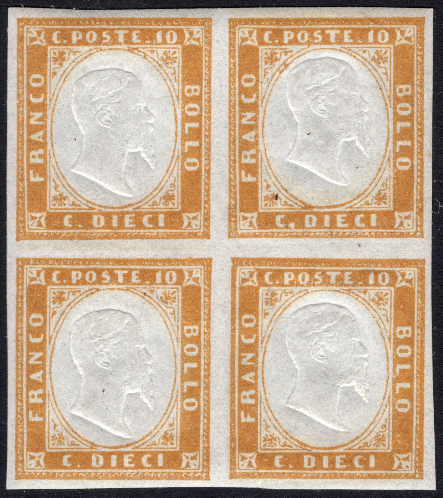 ITALIAN STATES SARDINIA GIALLO OCRA MH PERFECT 14Dd