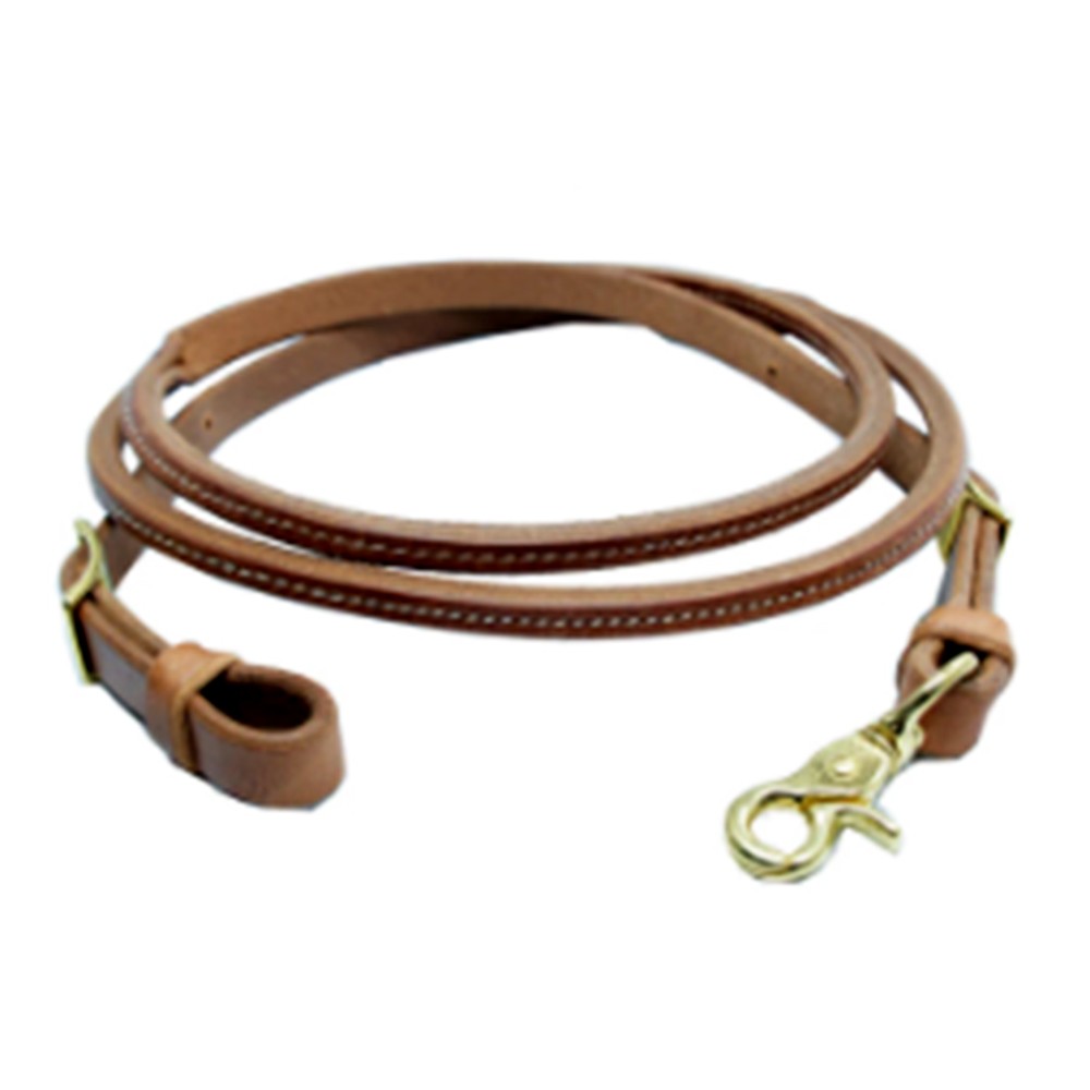 Hilason 8' Western Leather Herman Oak Round Roper Reins with Snap End